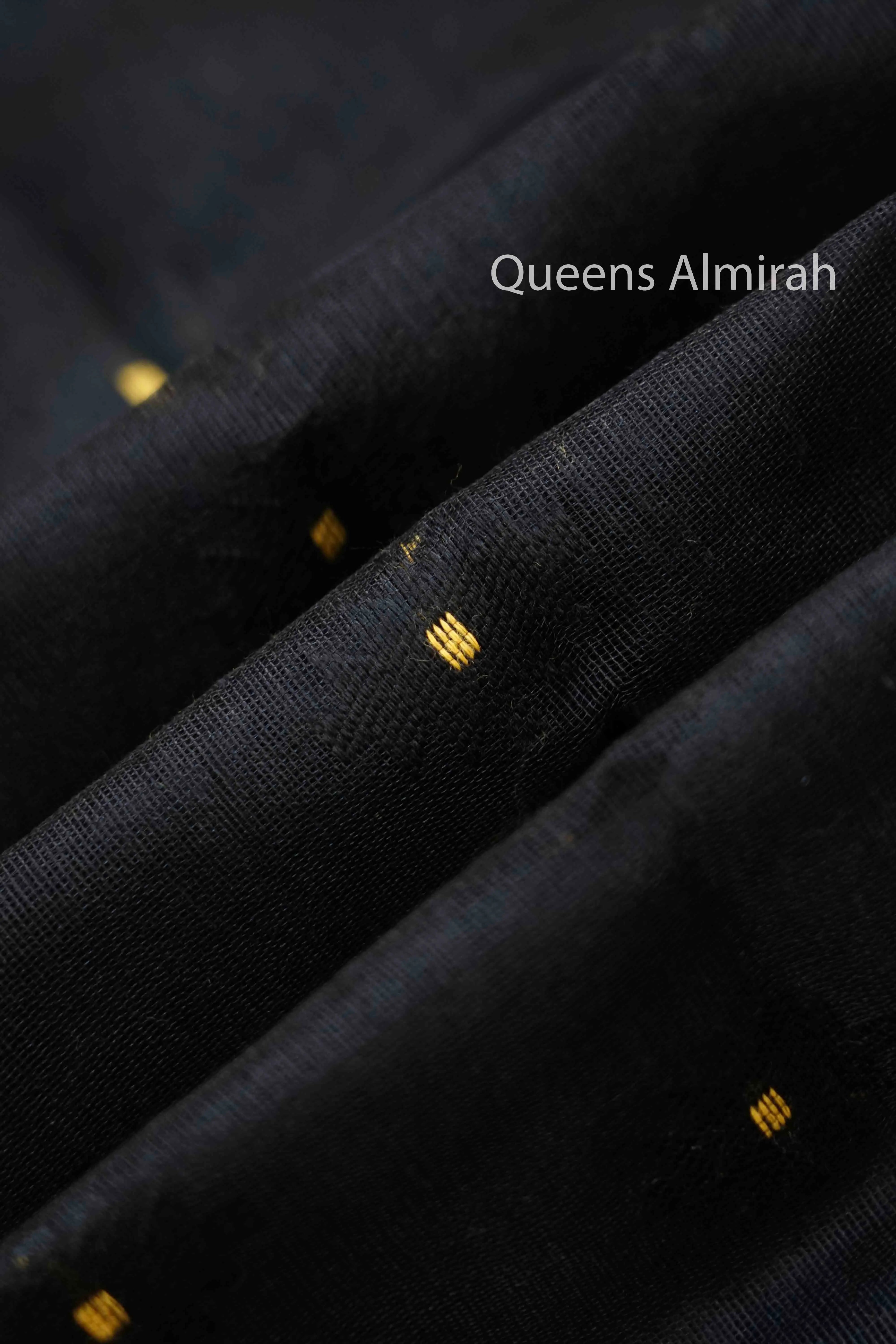 BLACK WITH YELLOW JAMDANI COTTON SAREE 2 - Queens Jewel Emporium