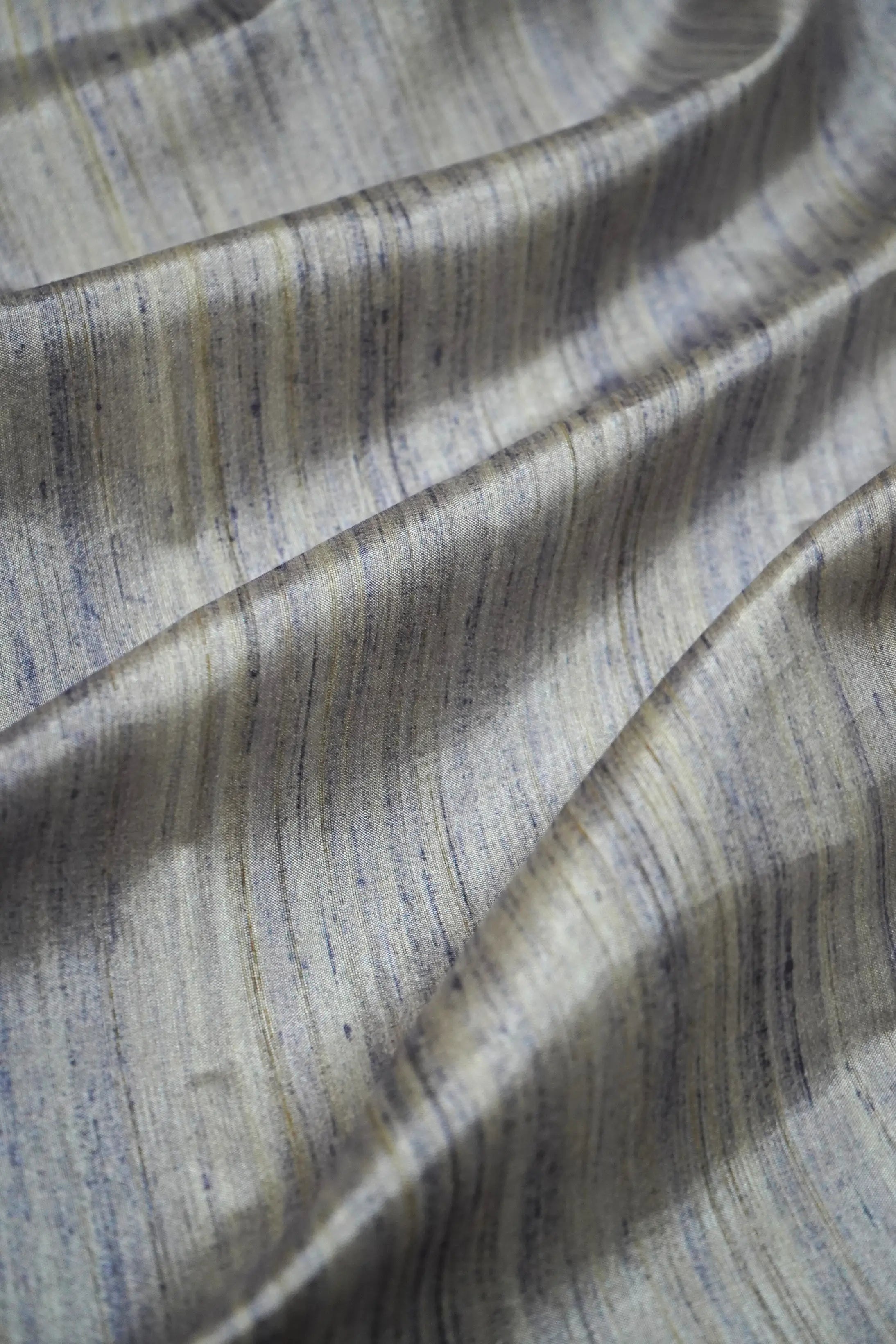 BLACKCURRENT GREY SEMI-TUSSER SAREE - Queens Jewel Emporium