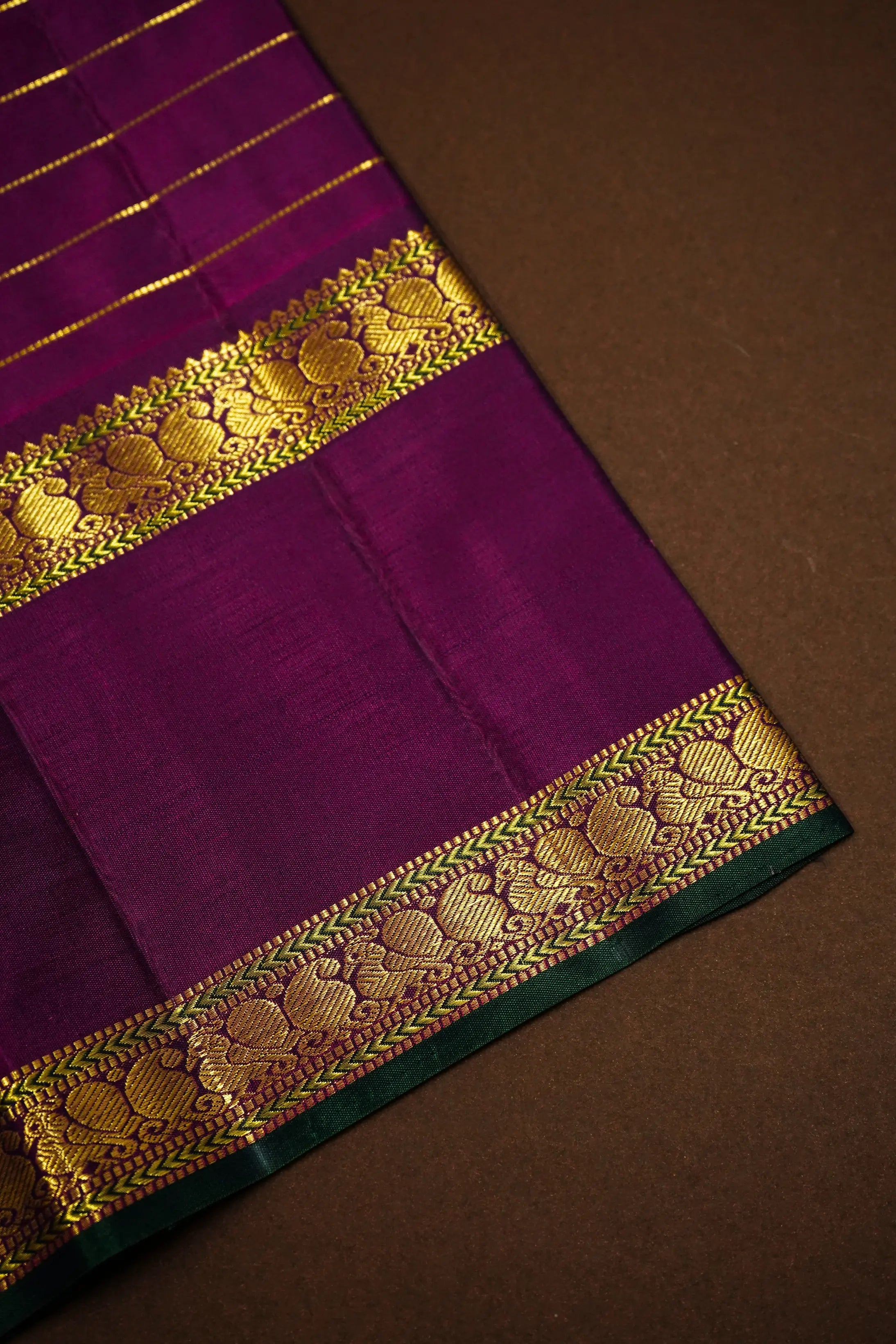 BLUE BERRY WITH GRAPE PURPLE  PURE KANCHIVARAM SILK SAREE - Queens Jewel Emporium
