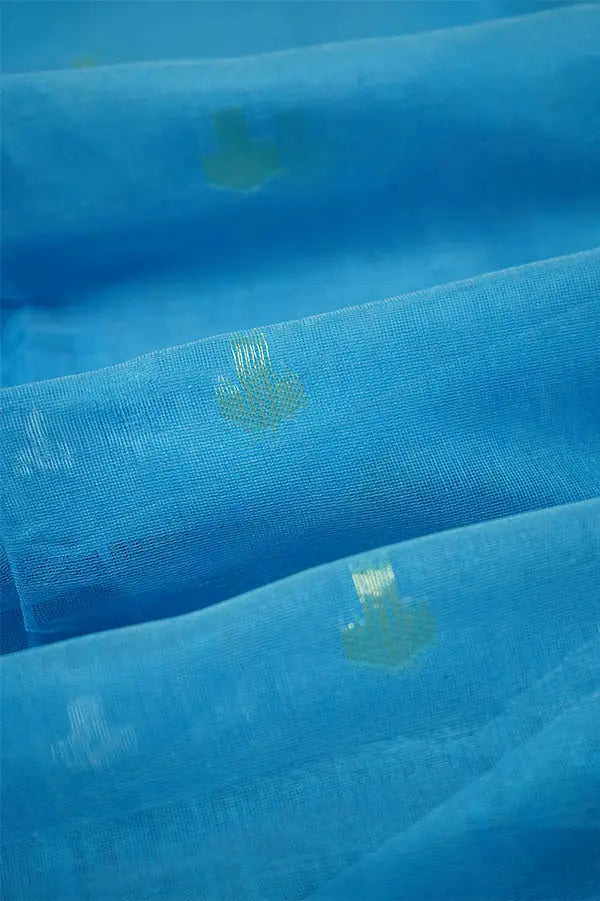 BLUE JAMDANI COTTON SAREE - Queens Jewel Emporium