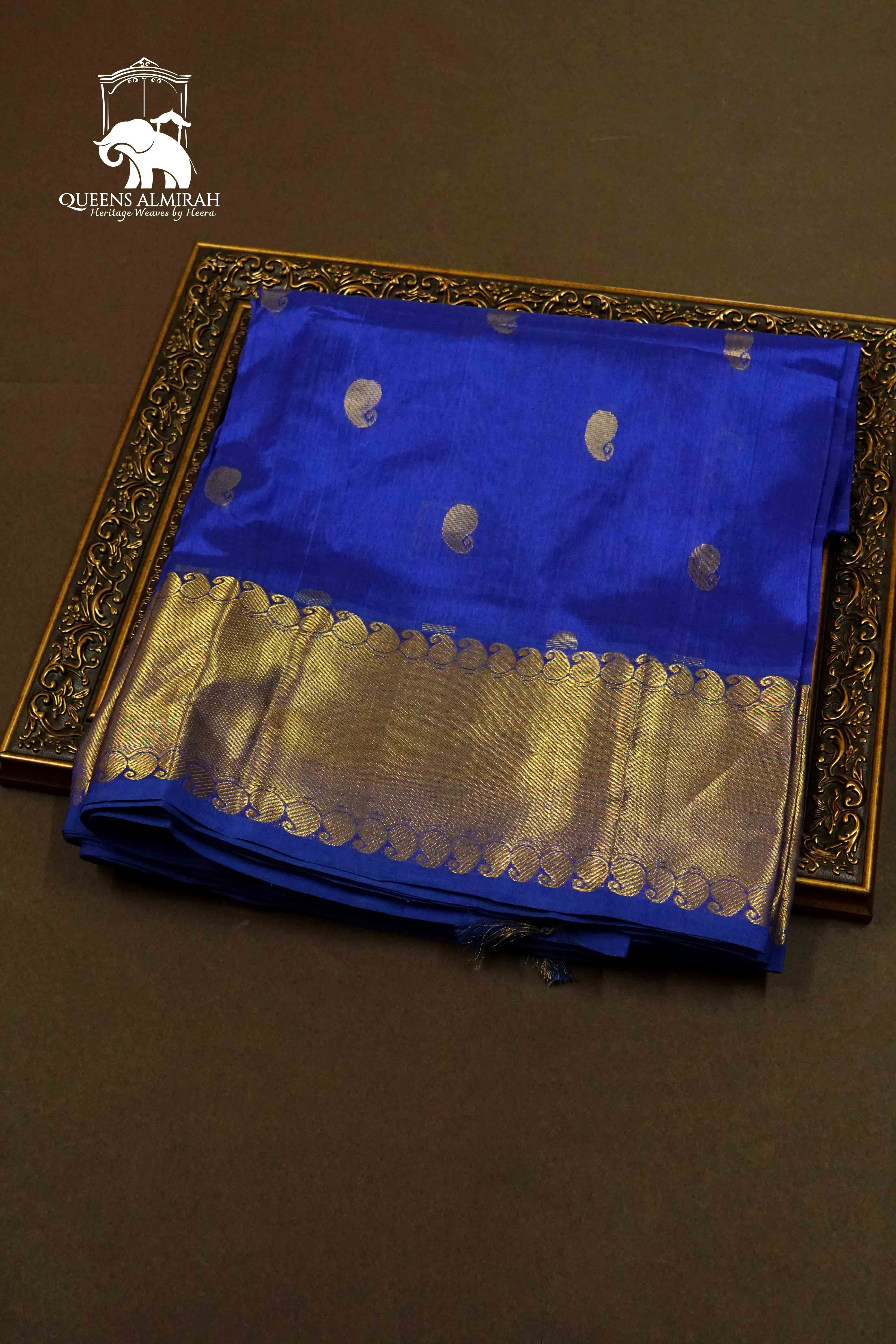 BLUE ORCHID PURE KANCHI SILK COTTON - Queens Jewel Emporium