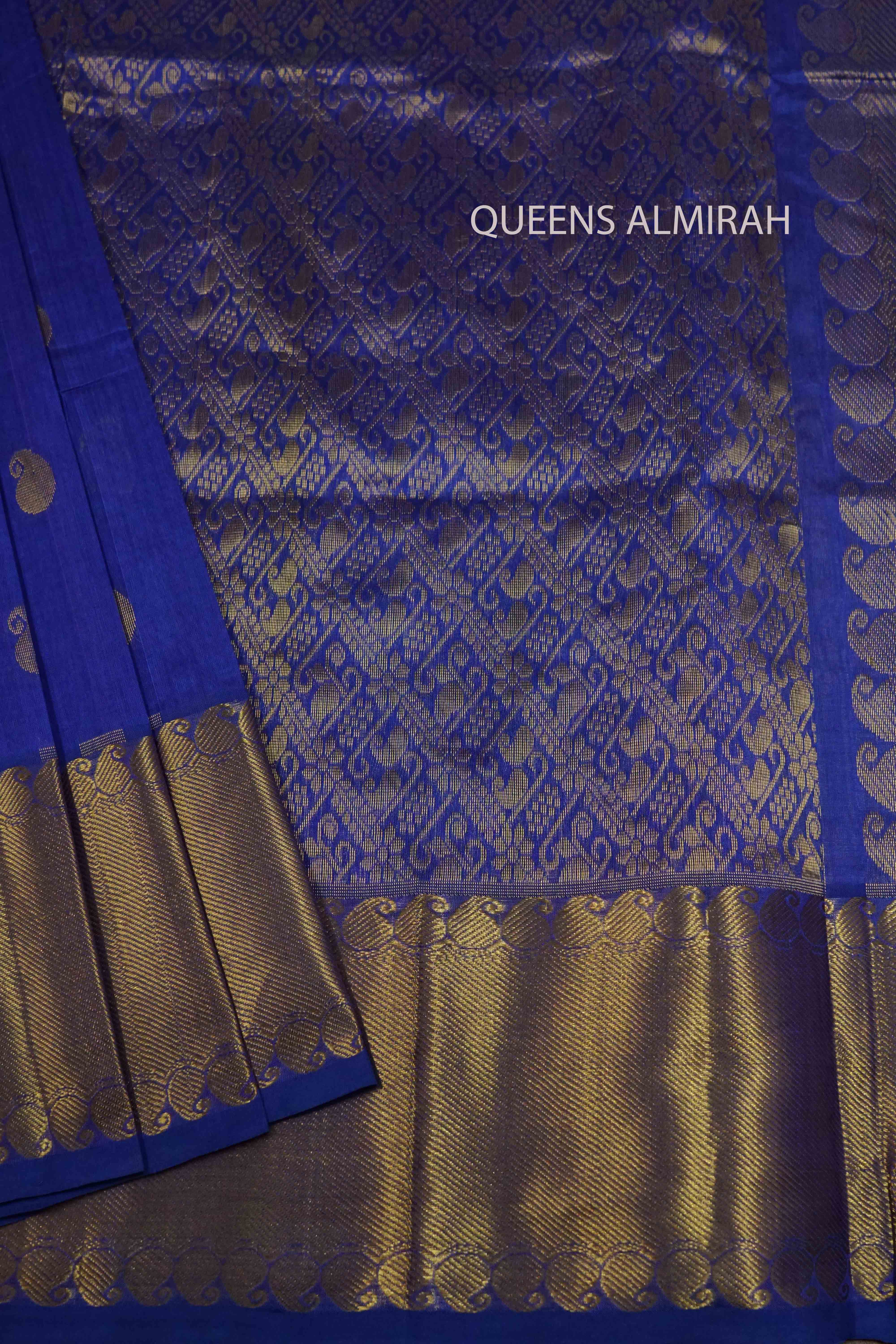 BLUE ORCHID PURE KANCHI SILK COTTON - Queens Jewel Emporium