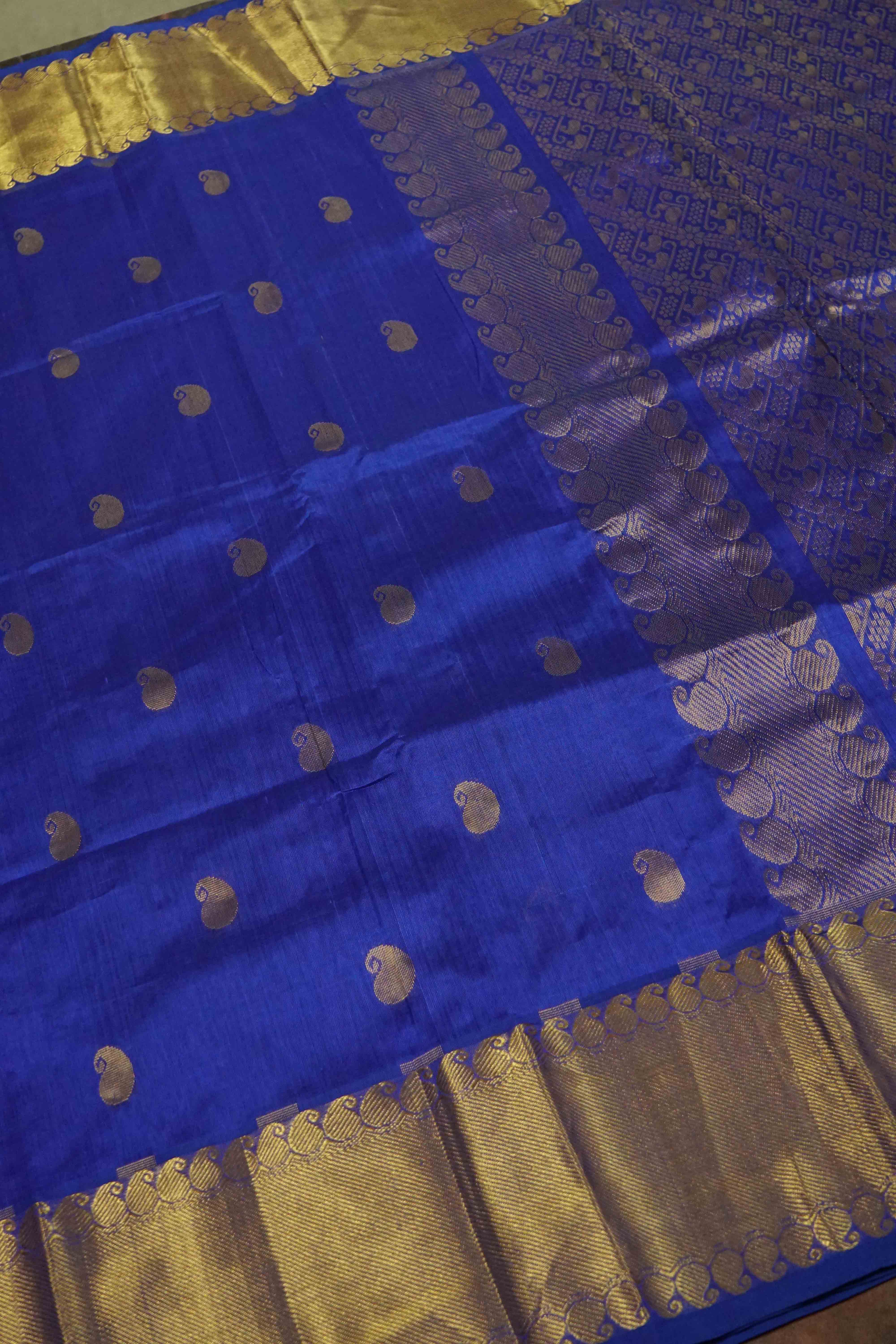 BLUE ORCHID PURE KANCHI SILK COTTON - Queens Jewel Emporium
