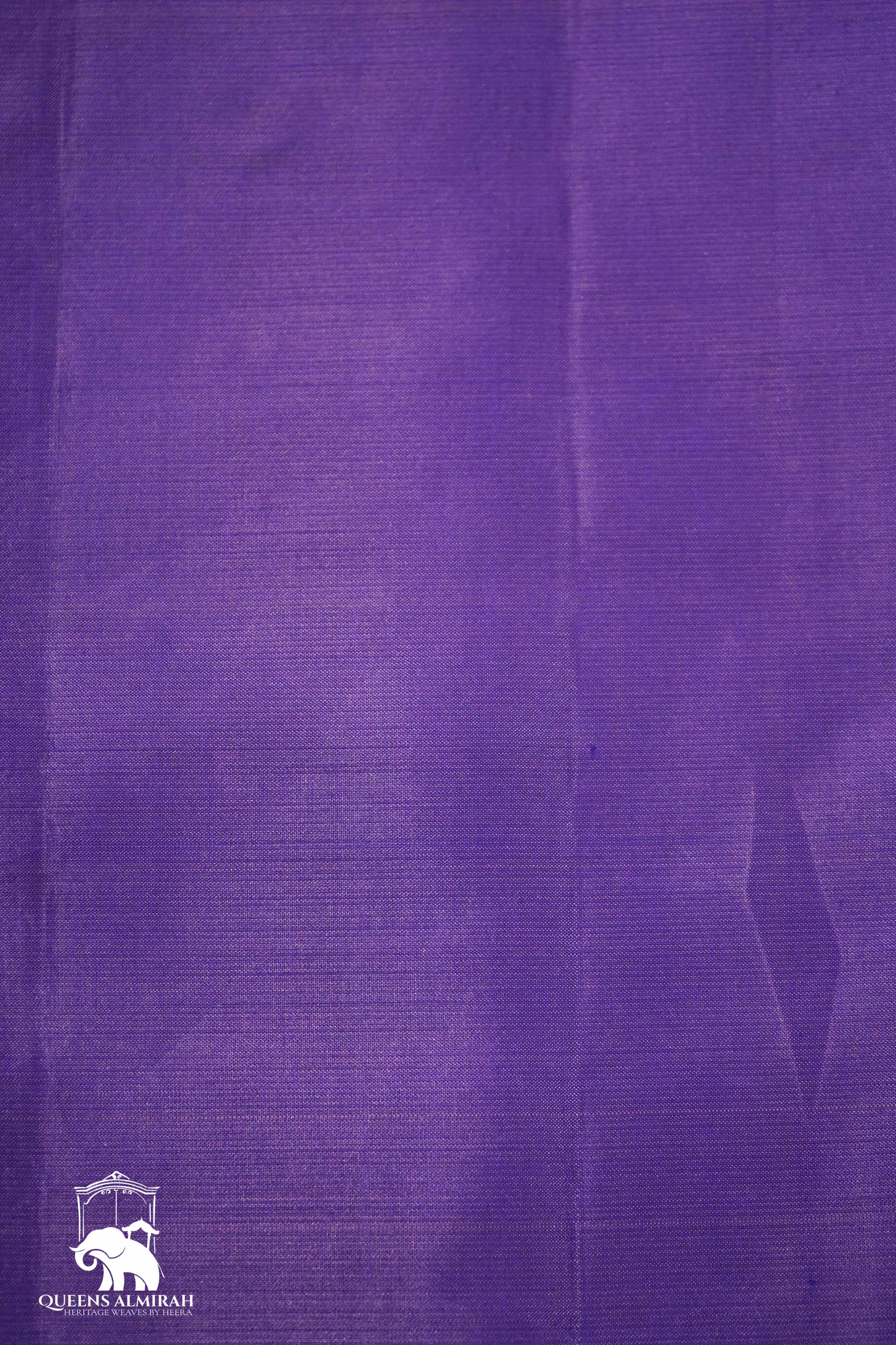 BRIGHT LAVENDAR WITH GOLD BORDER KANCHIVARAM SILK SAREE - Queens Jewel Emporium