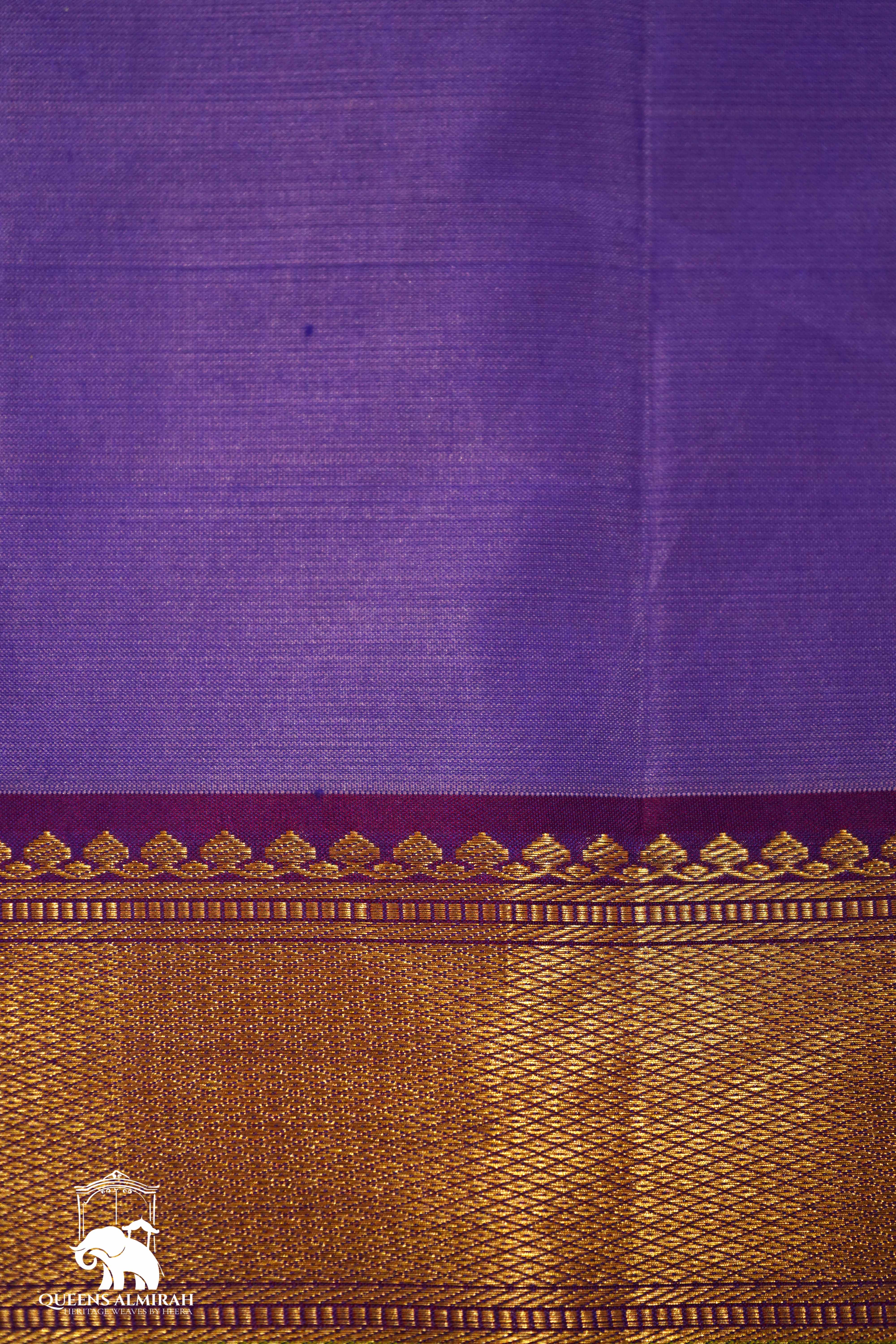 BRIGHT LAVENDAR WITH GOLD BORDER KANCHIVARAM SILK SAREE - Queens Jewel Emporium