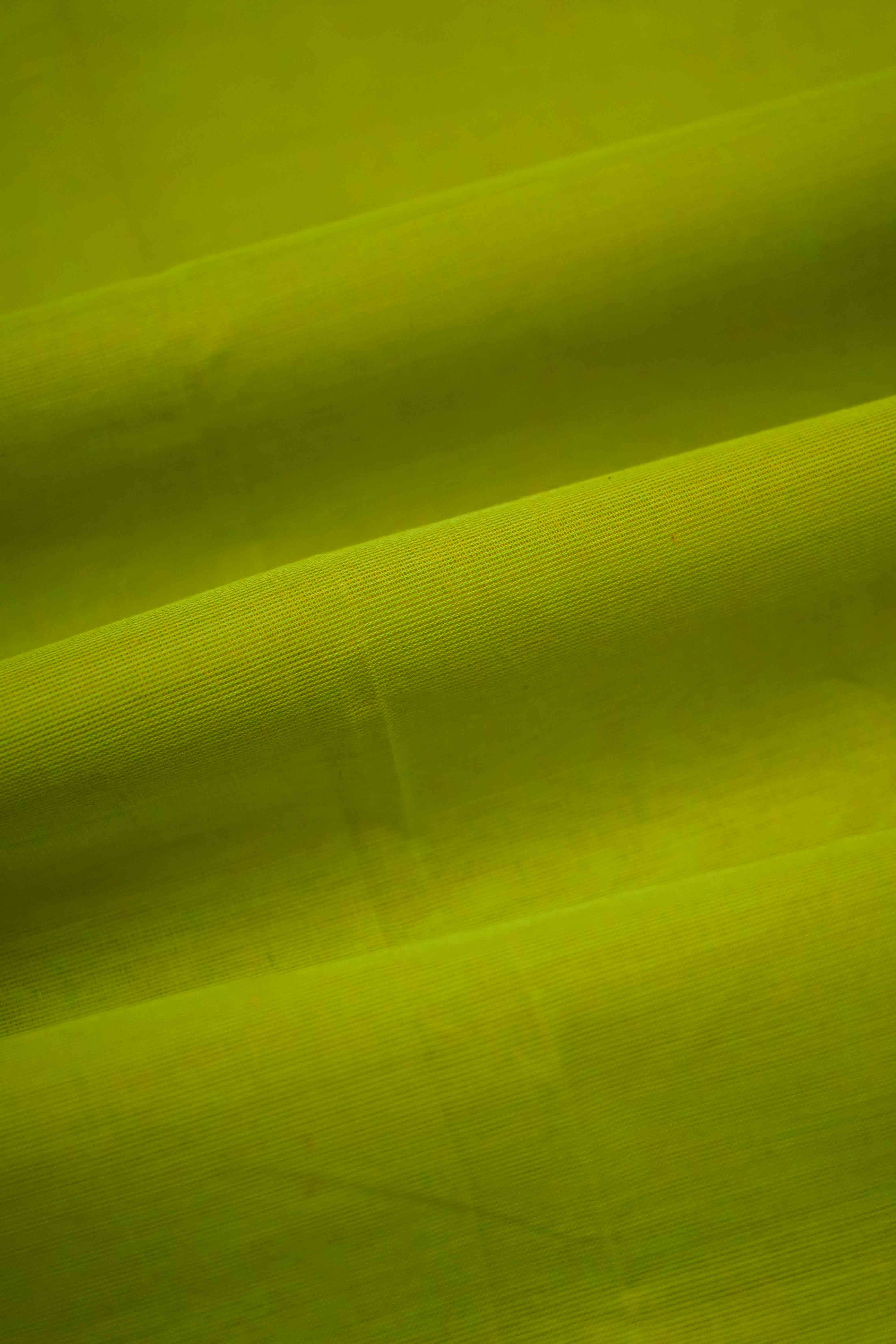 BRIGHT OLIIVE WITH BURNT RED KANCHI COTTON SAREE - Queens Jewel Emporium