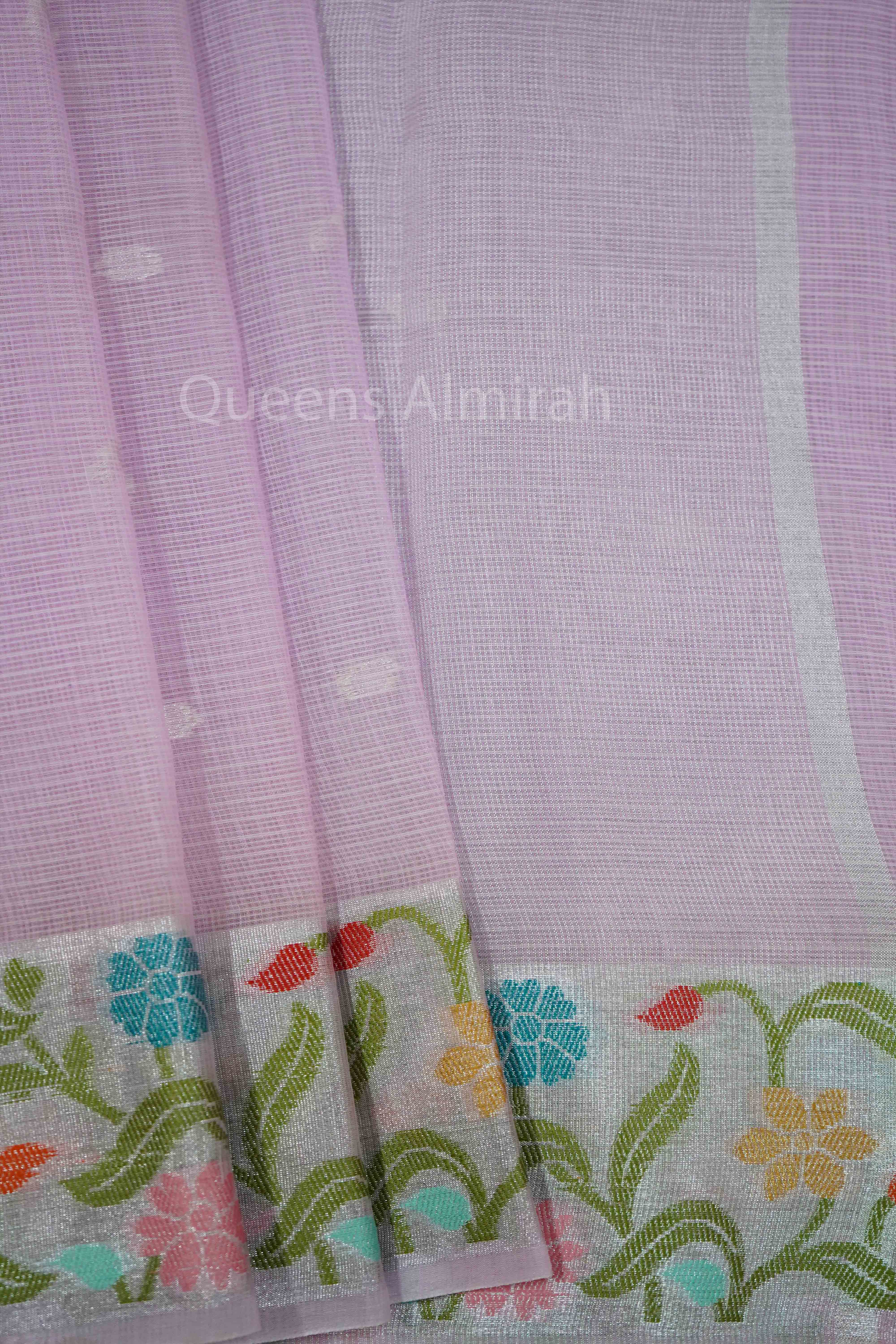 BUBBLEGUM PINK KOTA SILK COTTON SAREE - Queens Jewel Emporium