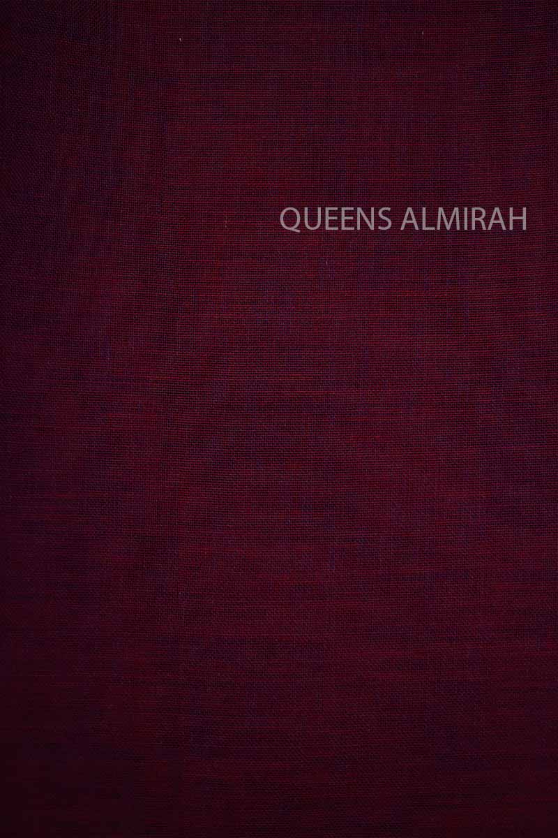 BURGUNDY WITH THIN BLACK BORDER  NARAYANPET COTTON SAREE - Queens Jewel Emporium
