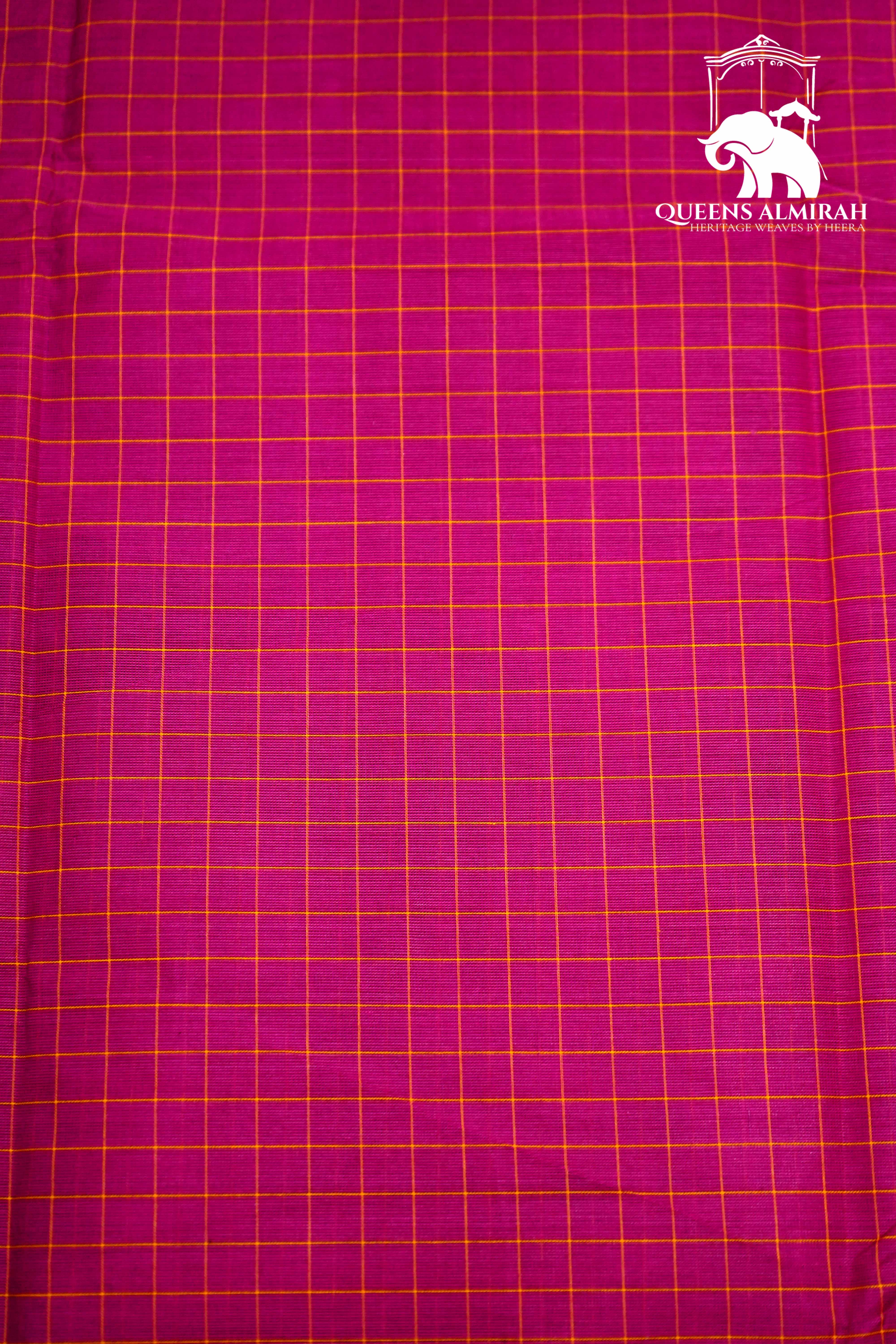 BURNT PINK WITH SEA GREEN KANCHI COTTON SAREE - Queens Jewel Emporium
