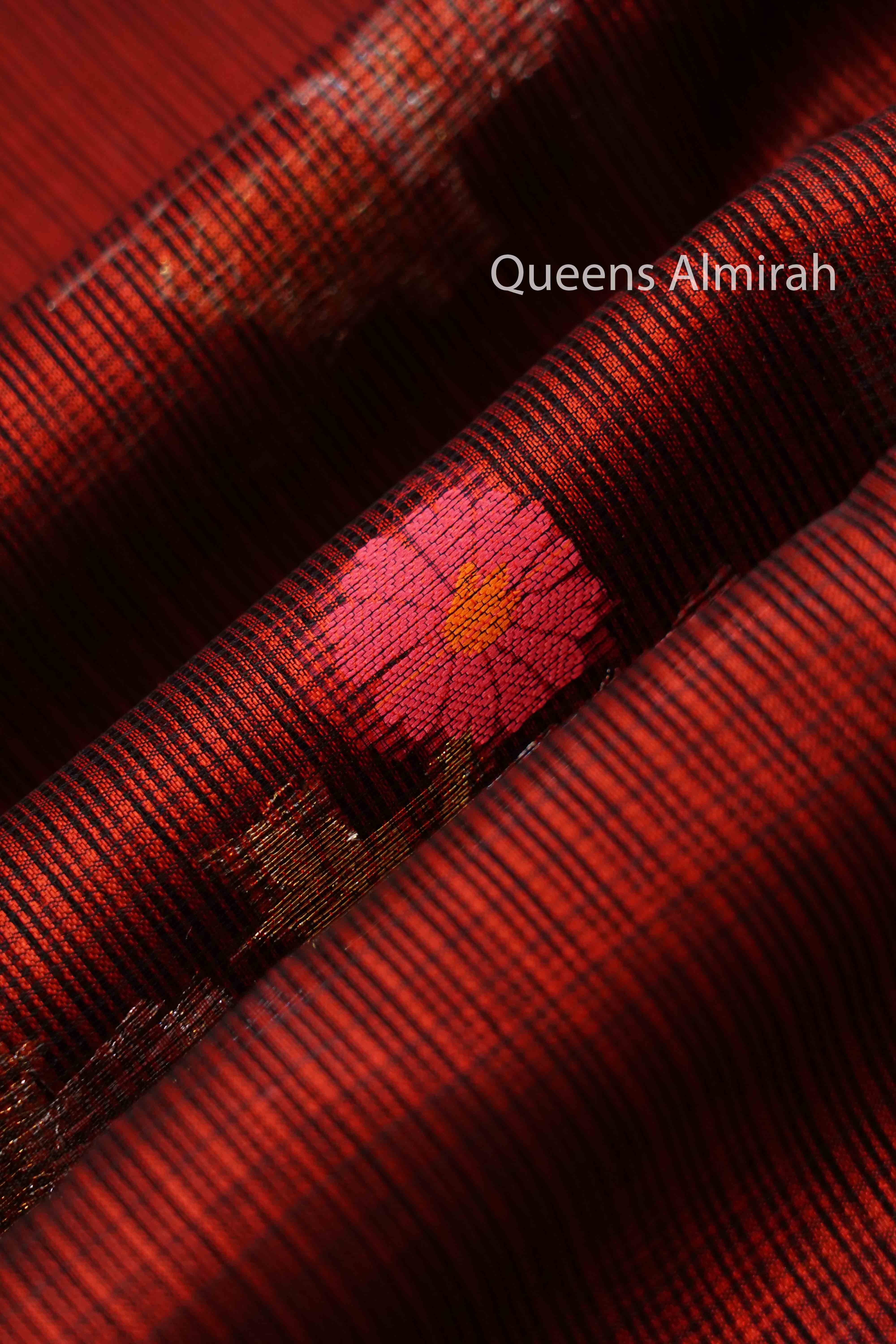 BURNT UMBER  PURE KOTA SILK SAREE - Queens Jewel Emporium