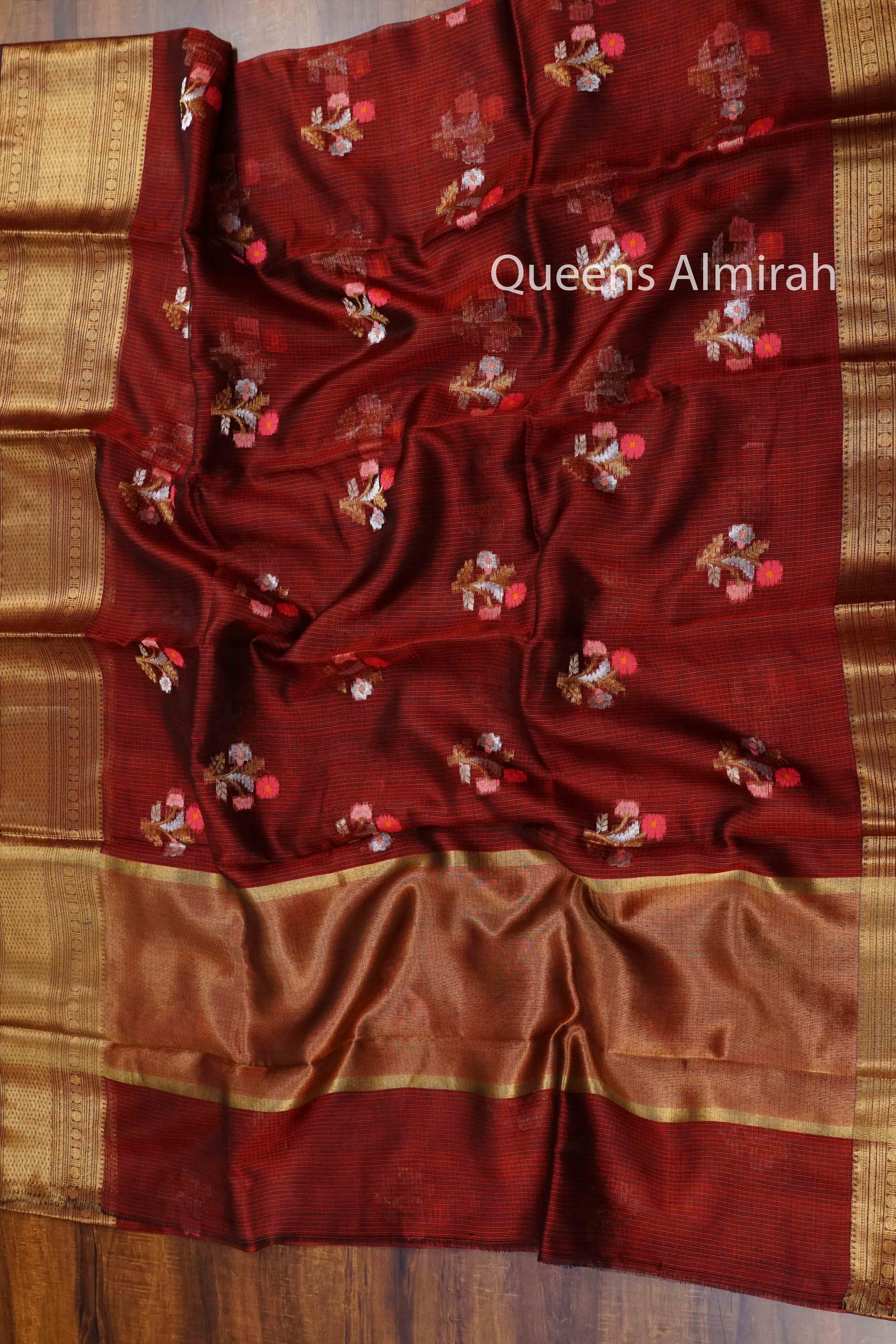 BURNT UMBER  PURE KOTA SILK SAREE - Queens Jewel Emporium