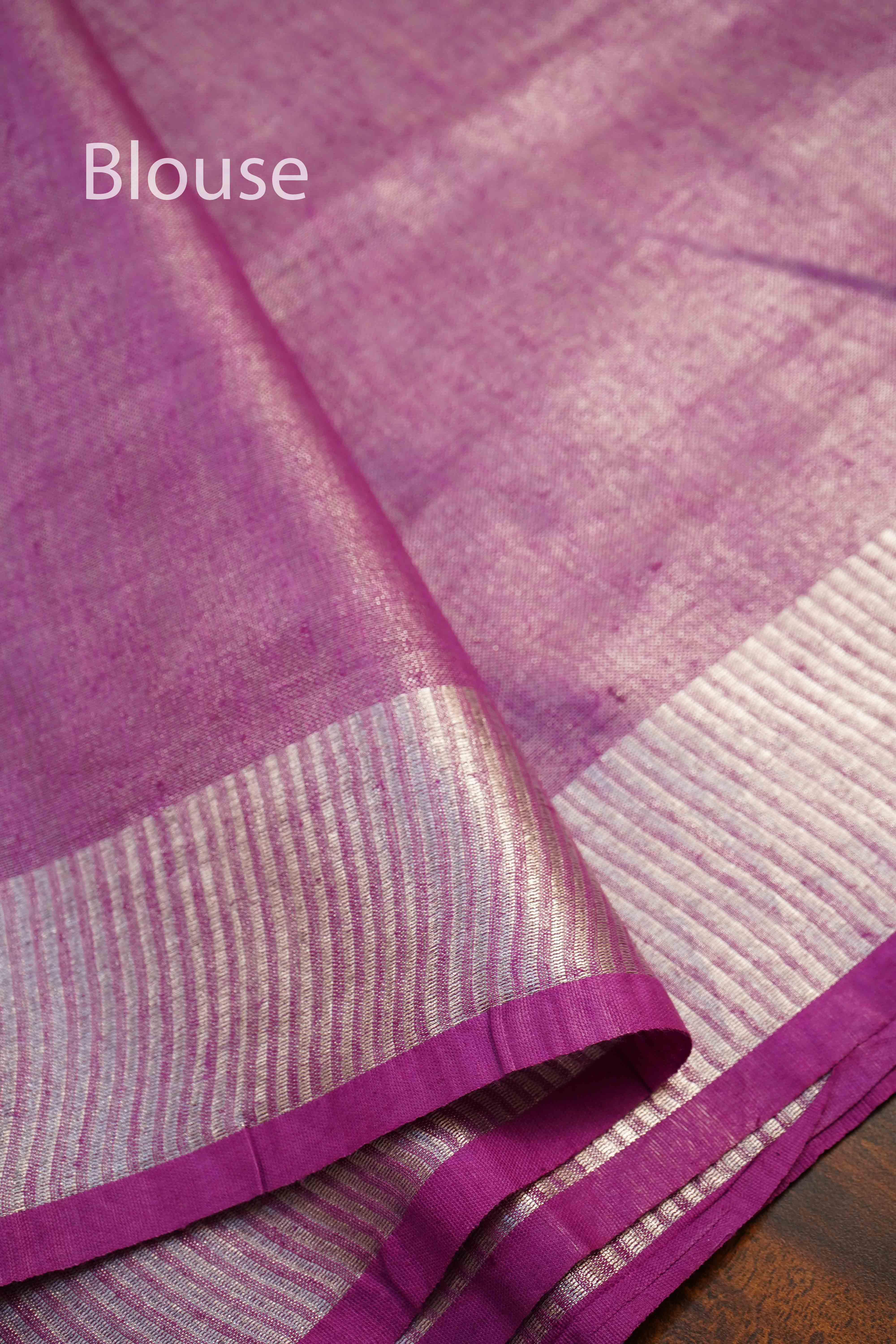 BUTTERFLY BUSH LINEN TISSUE SAREE - Queens Jewel Emporium