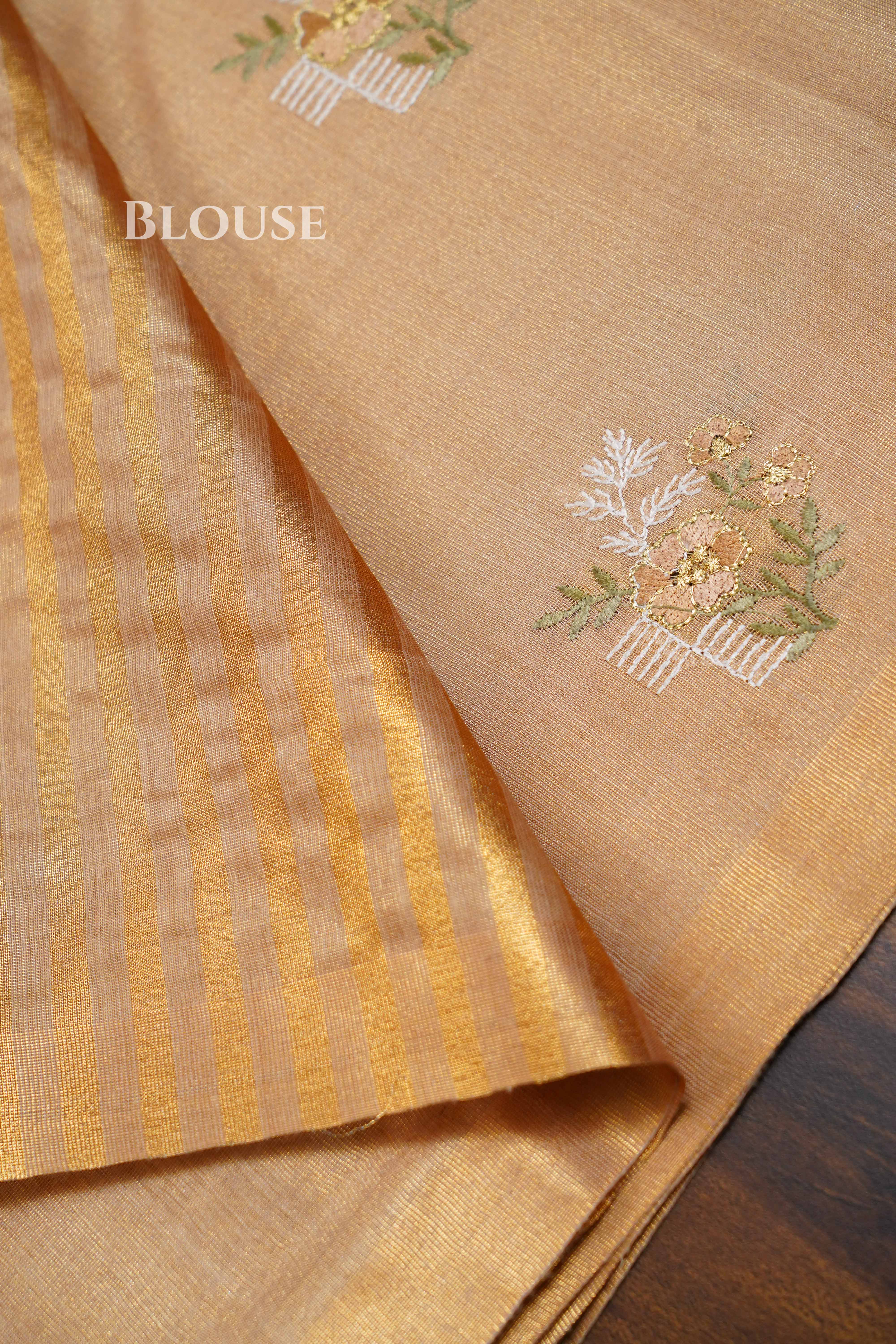 Beige Tone Linen Tissue Saree QUEENS ALMIRAH