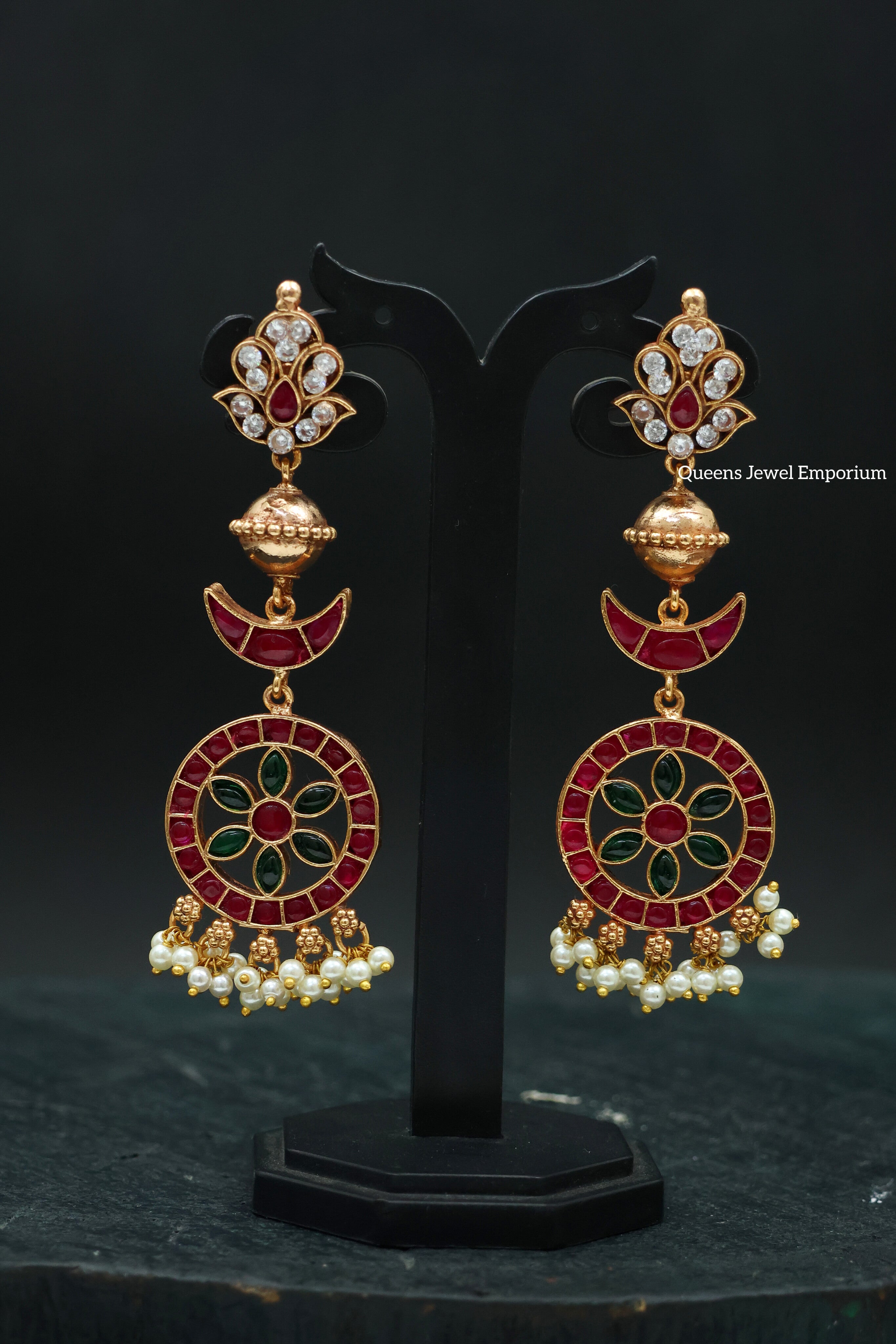 White color stone jewellery-Moon design jewellery