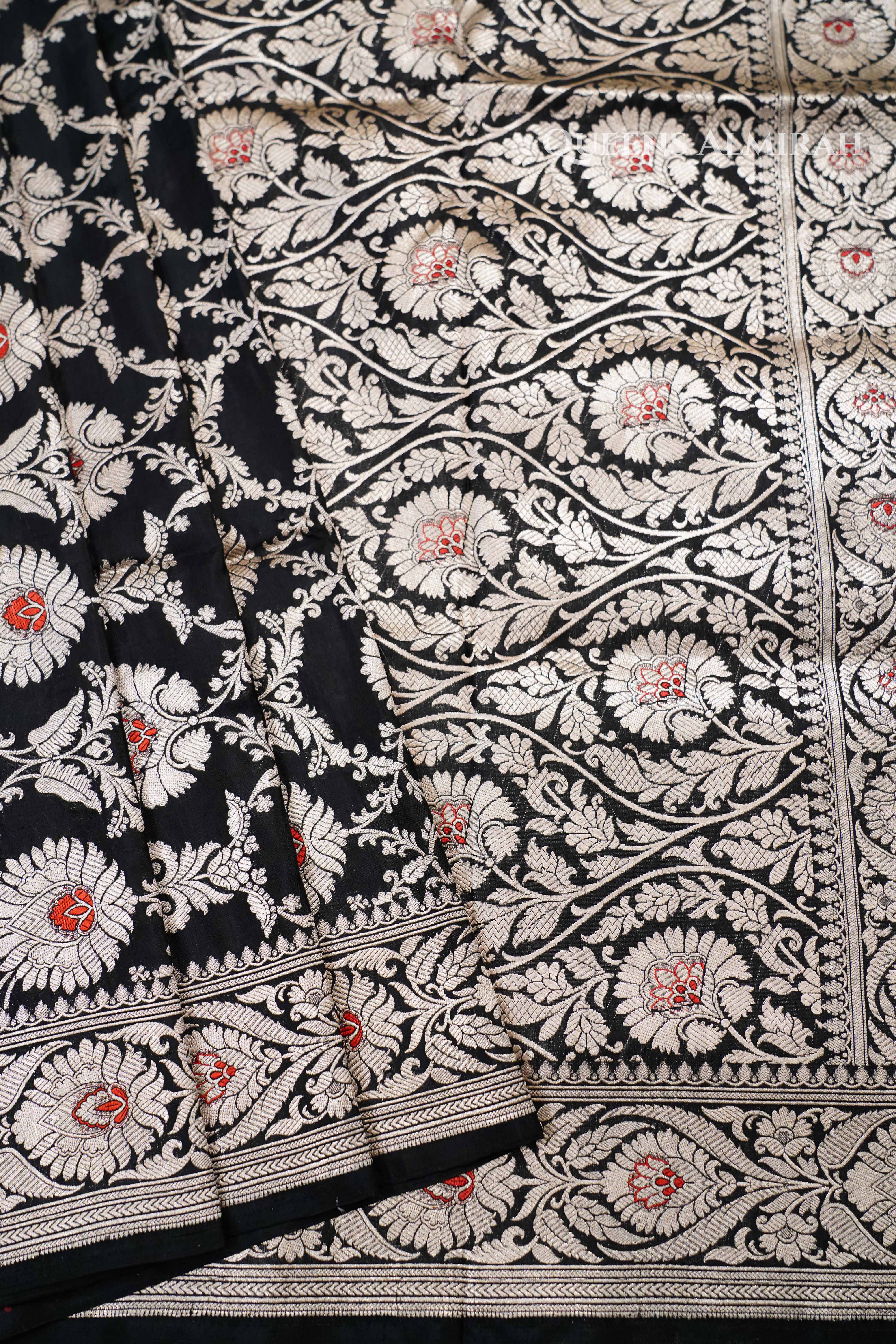 Black Banarasi Silk Saree QUEENS ALMIRAH
