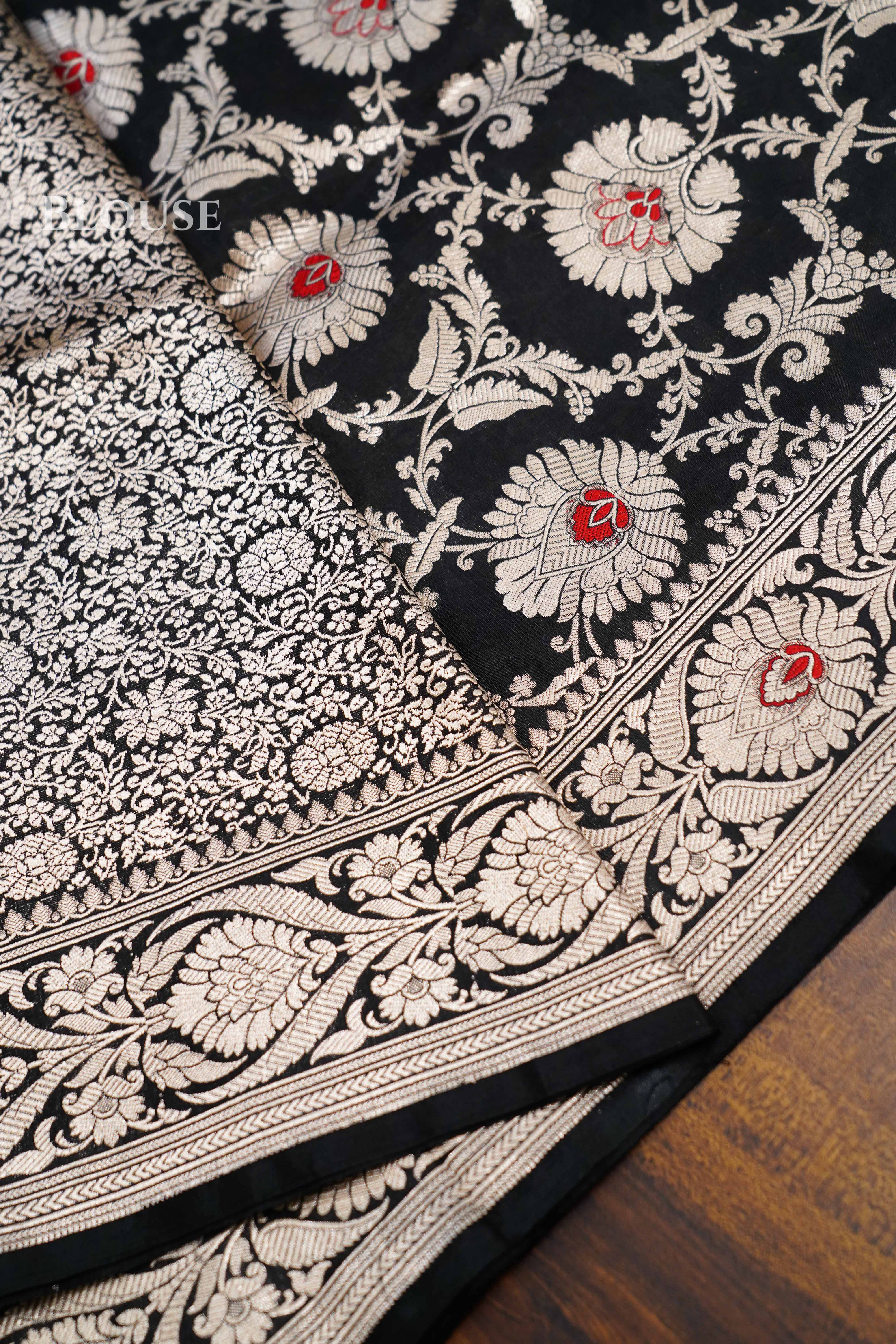 Black Banarasi Silk Saree QUEENS ALMIRAH