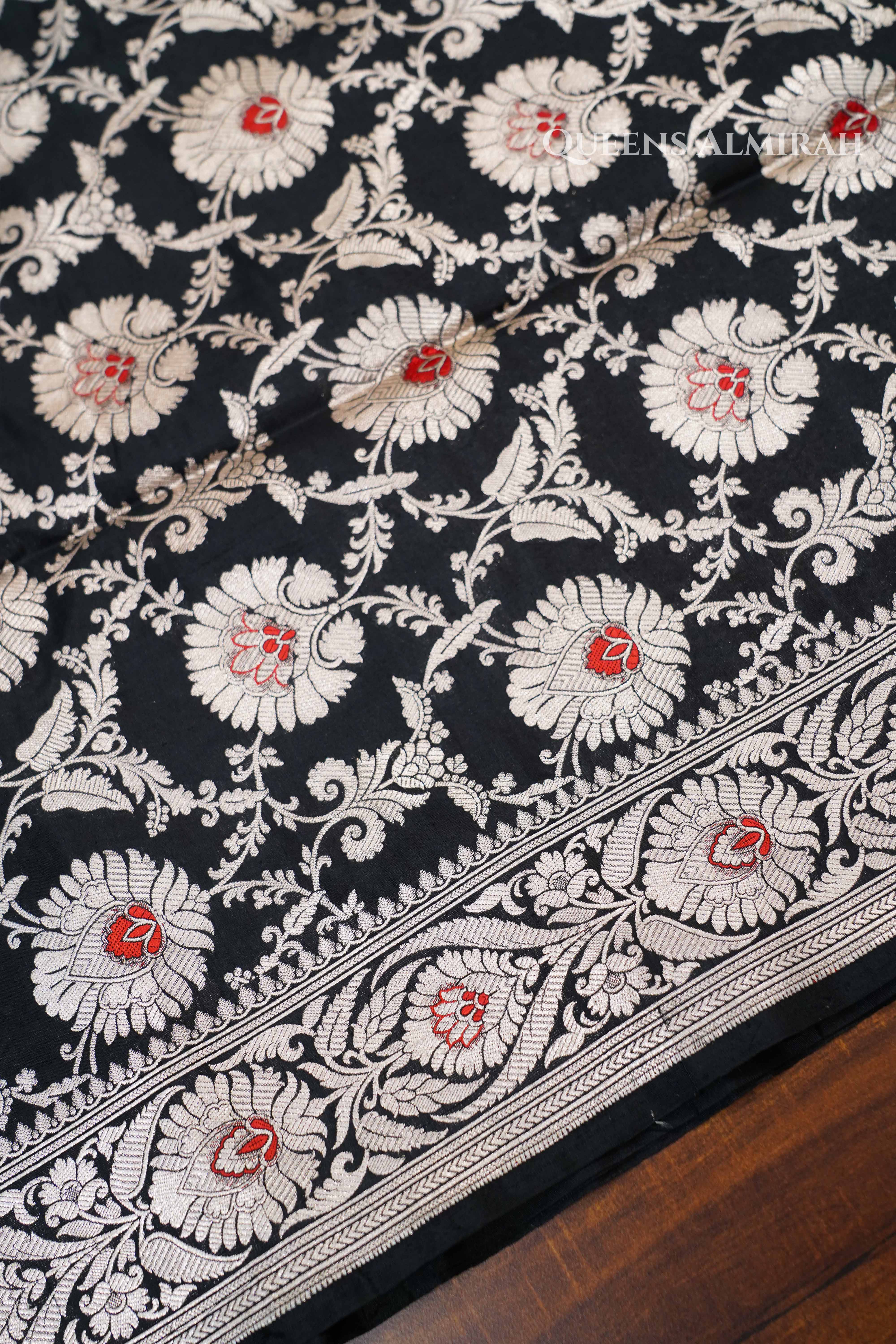Black Banarasi Silk Saree QUEENS ALMIRAH