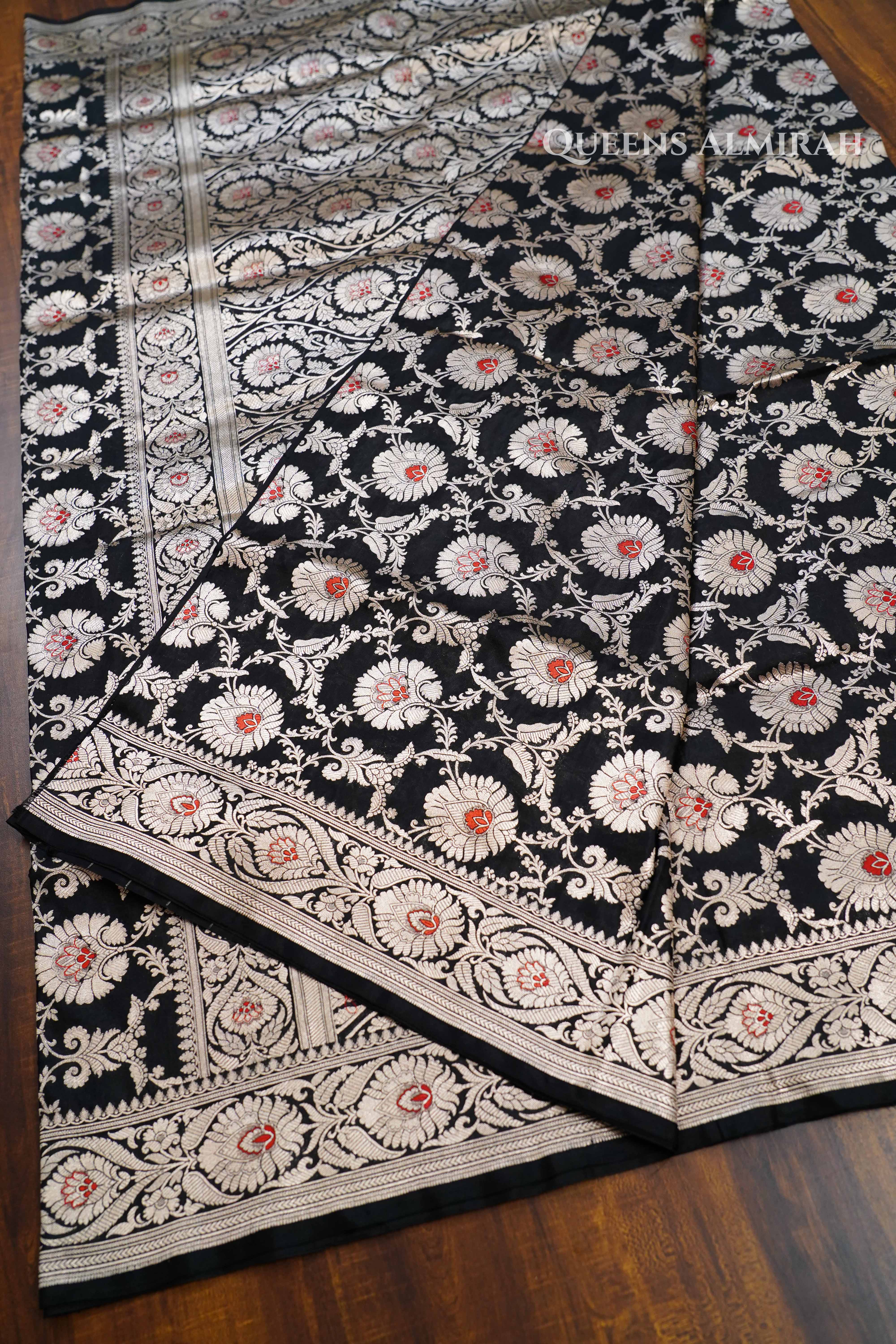 Black Banarasi Silk Saree QUEENS ALMIRAH