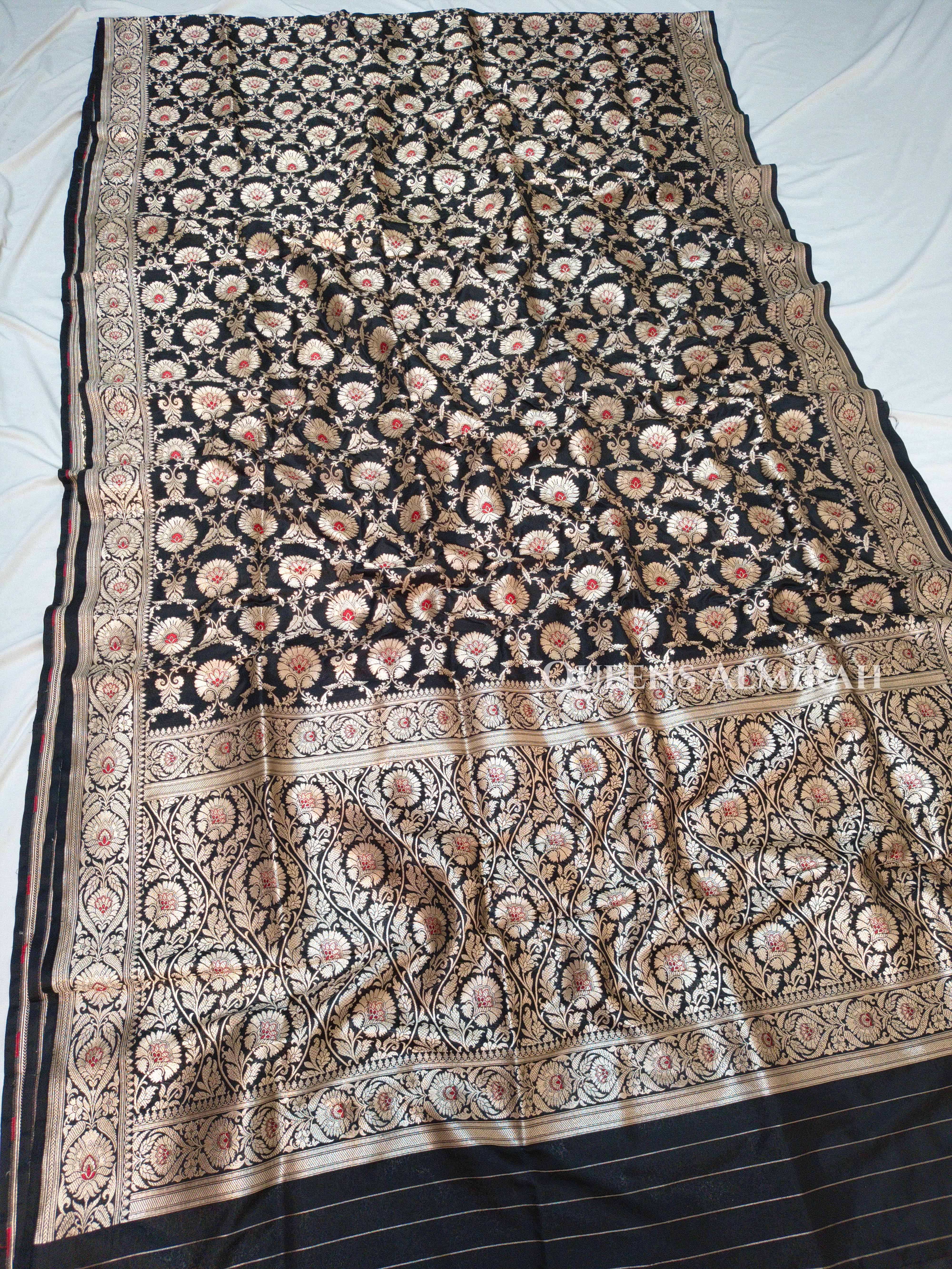 Black Banarasi Silk Saree QUEENS ALMIRAH