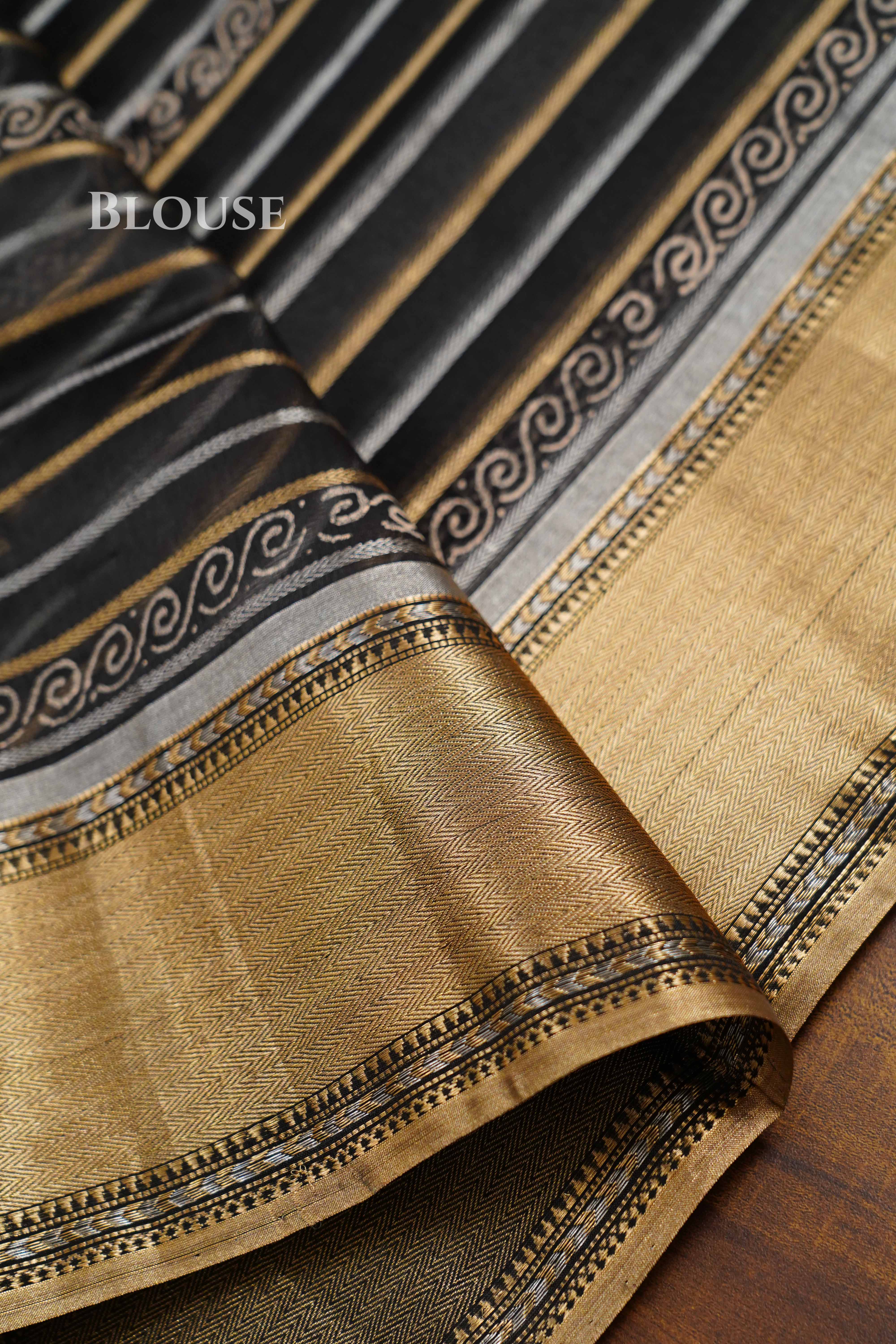 Black Katan Organza saree QUEENS ALMIRAH
