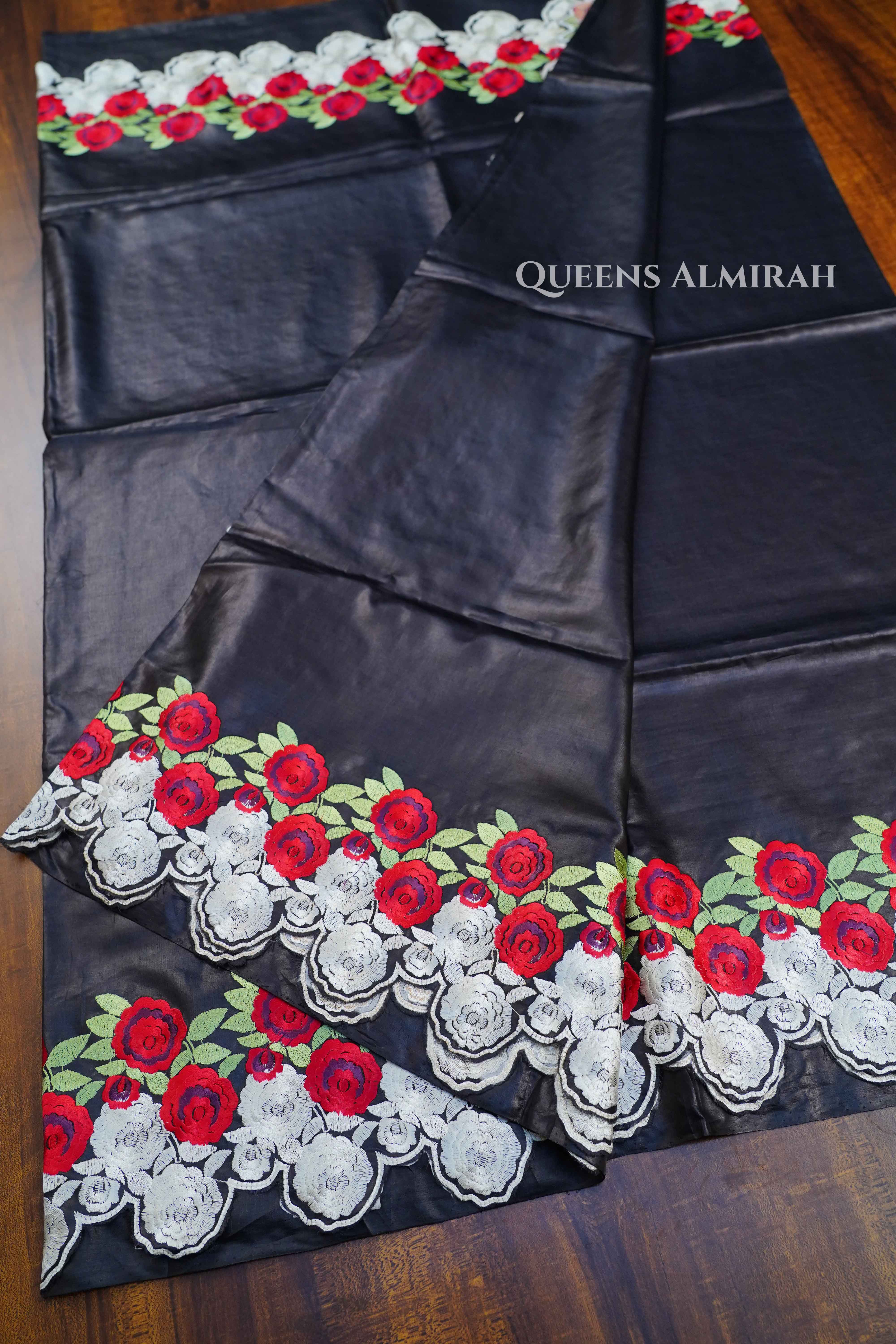 Black Pure Tussar Silk Saree QUEENS ALMIRAH