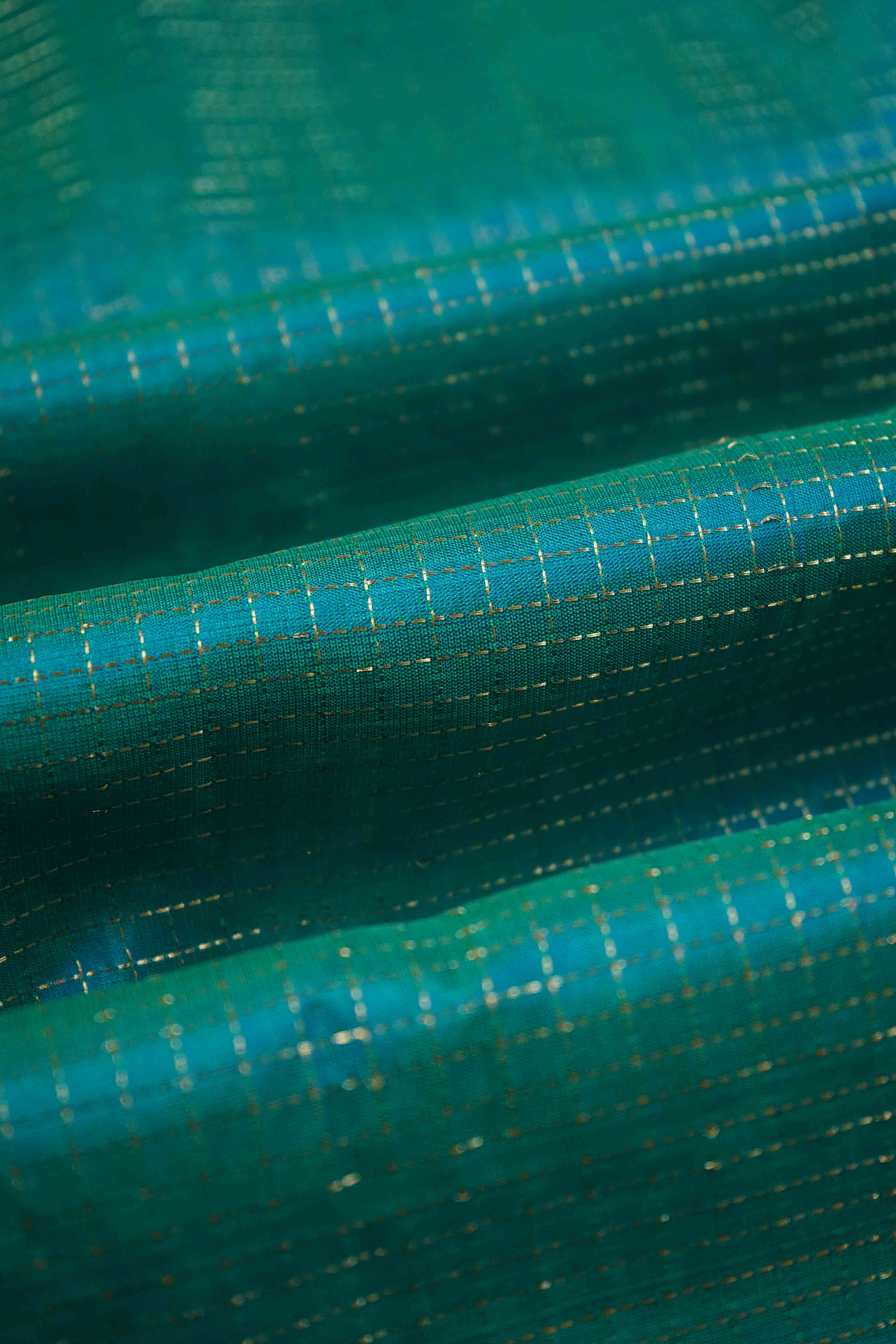 BLUE GREEN WITH CHERRY PURPLE SOFT SILK SAREE - Queens Jewel Emporium