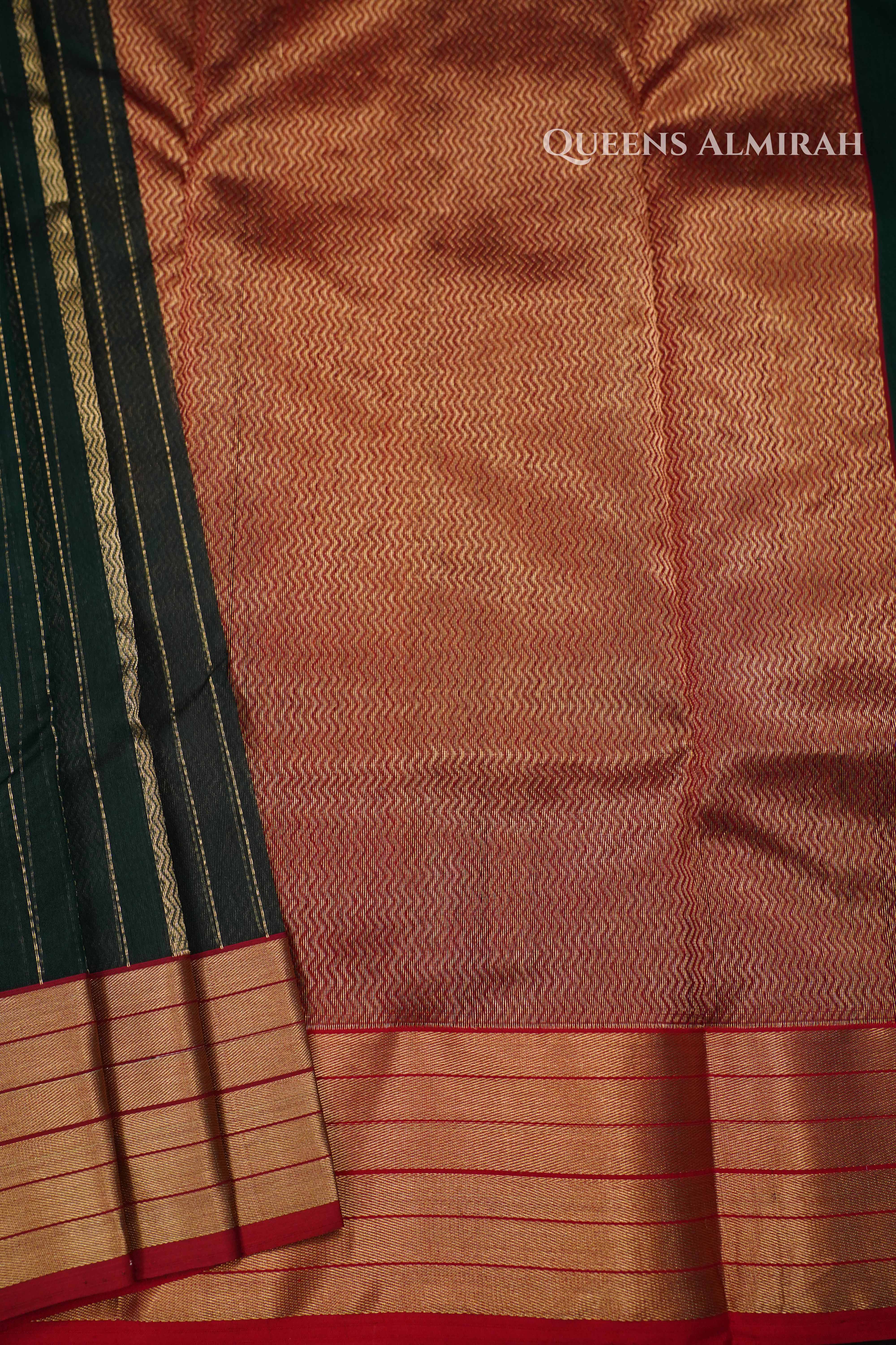 Bottle Green Chanderi Silk Saree QUEENS ALMIRAH