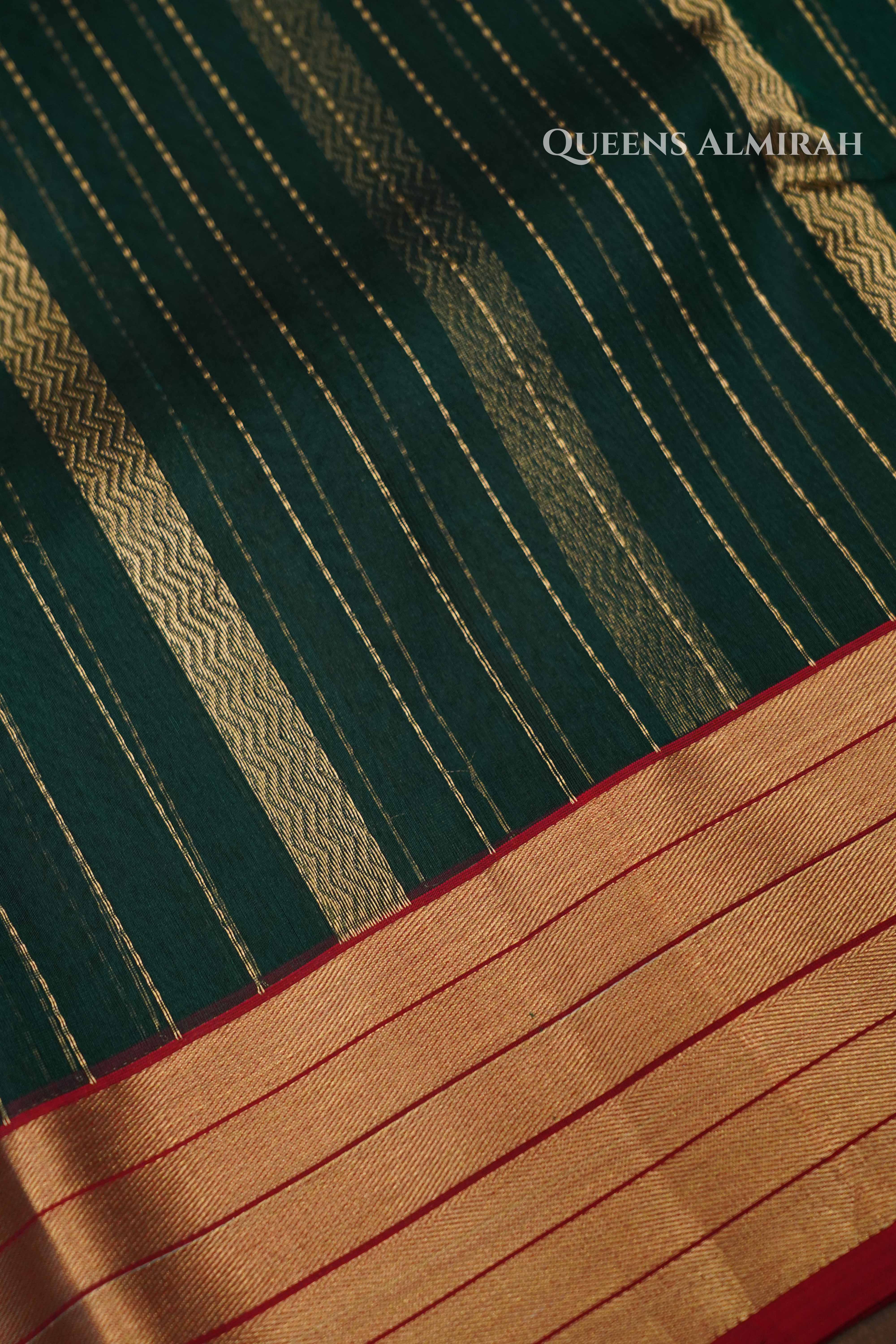 Bottle Green Chanderi Silk Saree QUEENS ALMIRAH