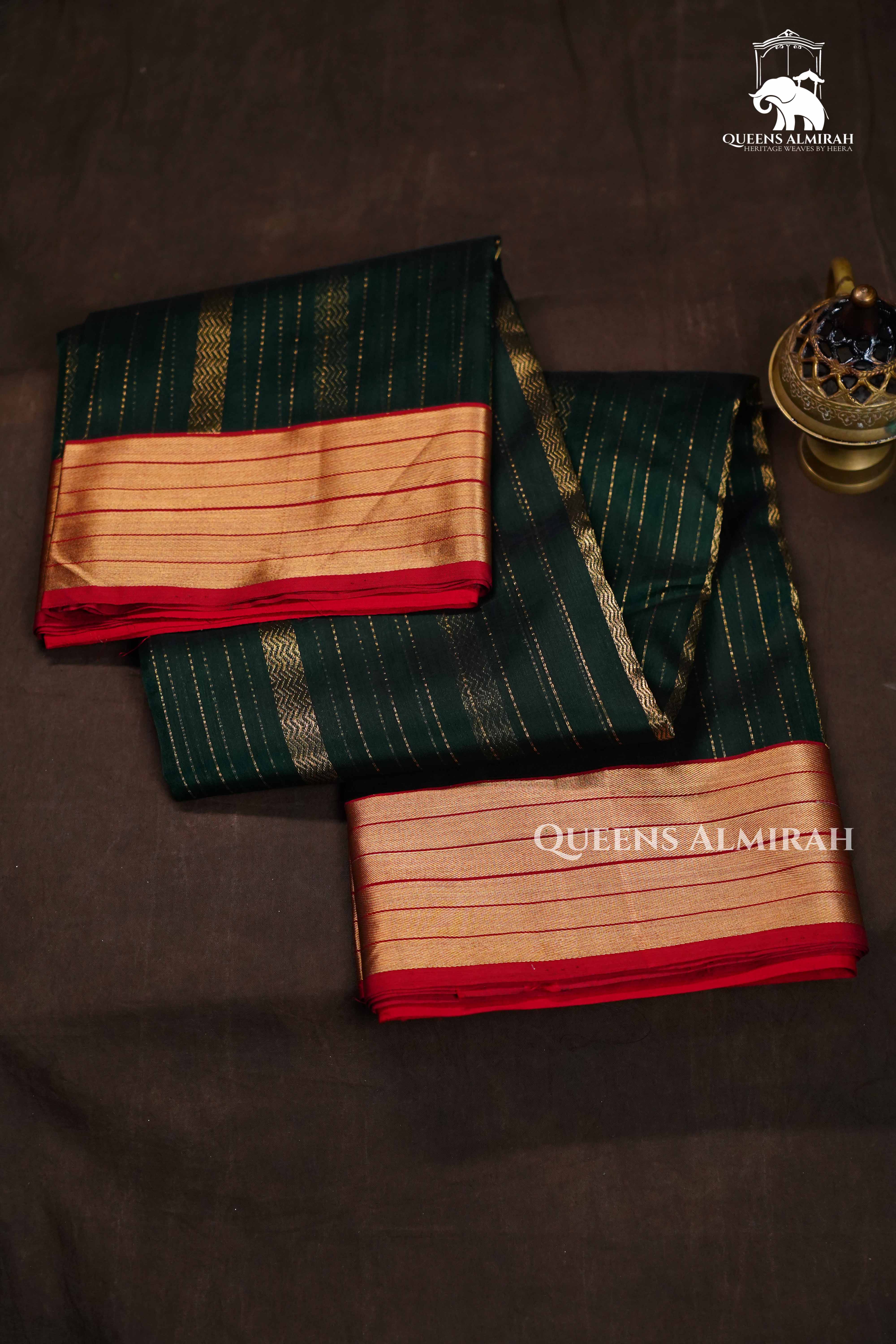 Bottle Green Chanderi Silk Saree QUEENS ALMIRAH