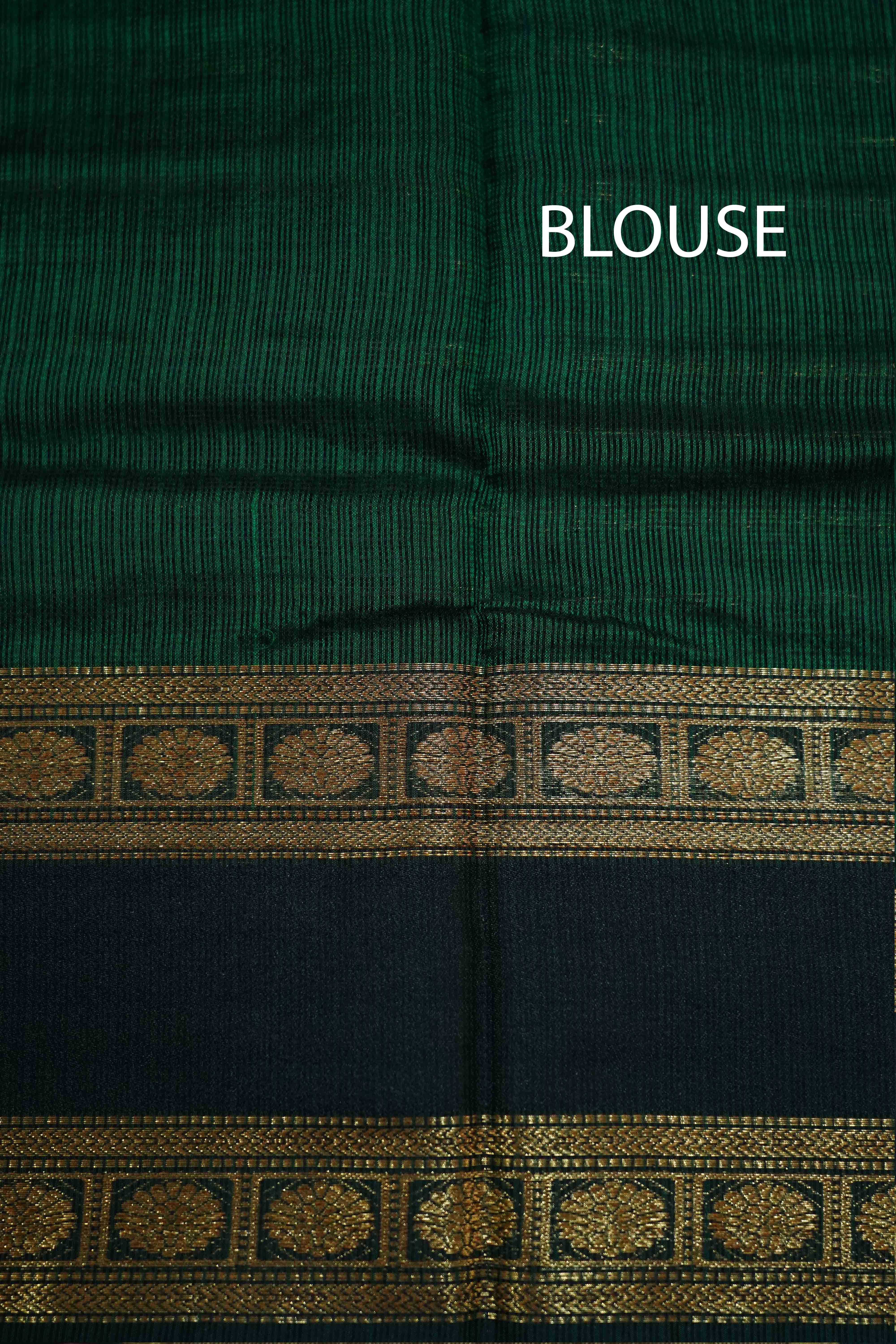 BOTTLE GREEN KOTA SILK SAREE - Queens Jewel Emporium