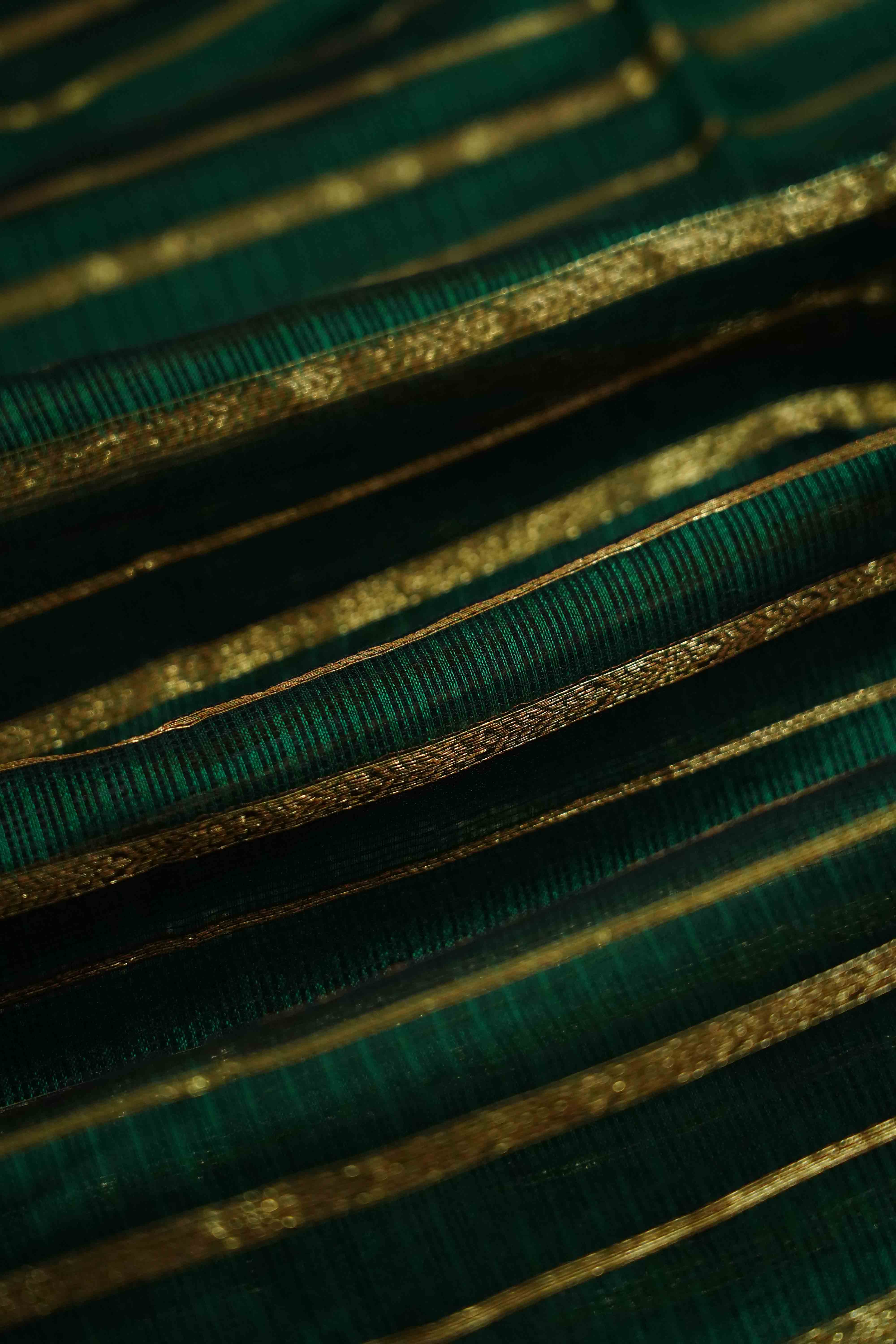 BOTTLE GREEN KOTA SILK SAREE - Queens Jewel Emporium