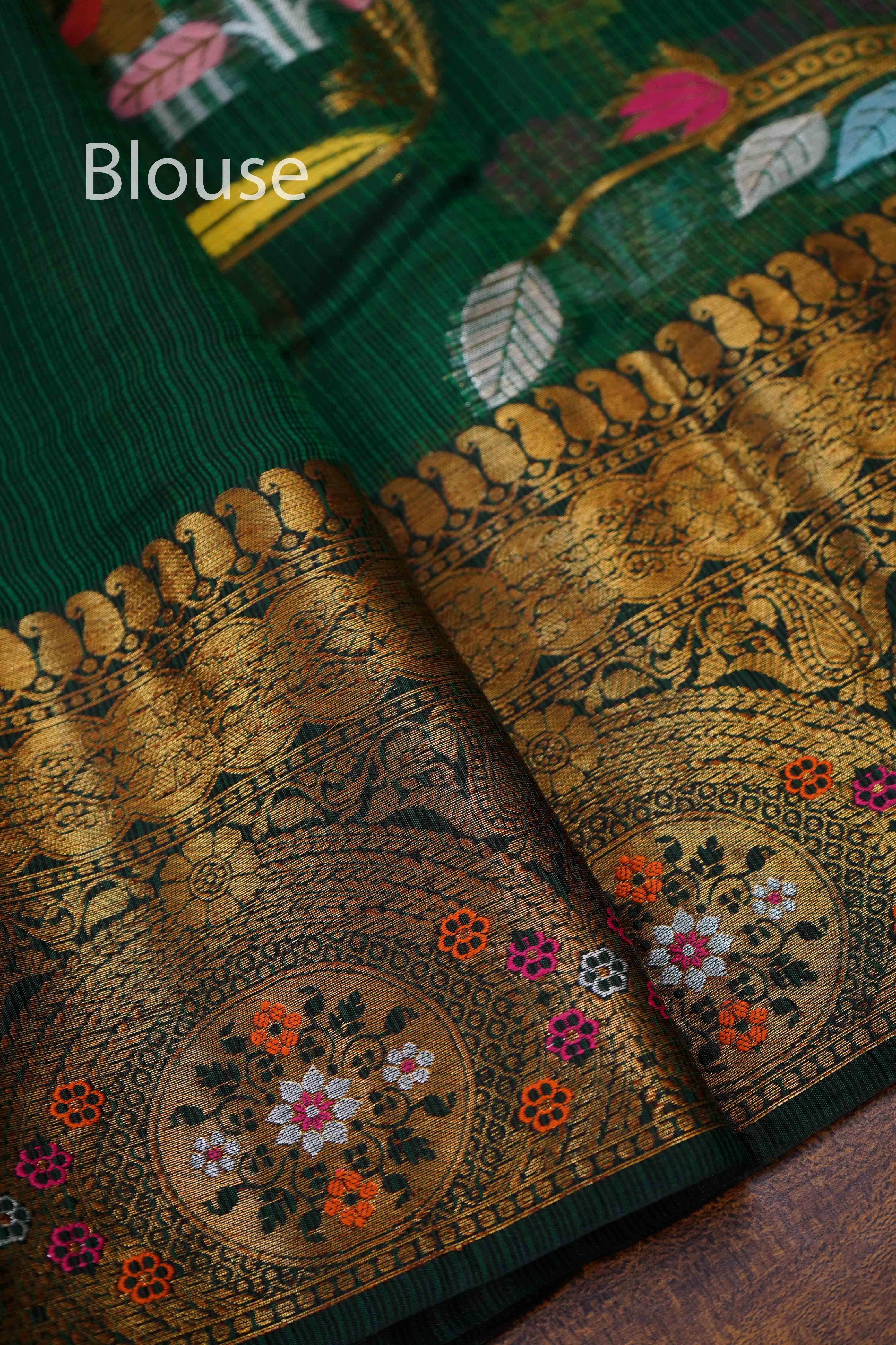 BOTTLE GREEN PURE KOTA SILK SAREE 5 - Queens Jewel Emporium