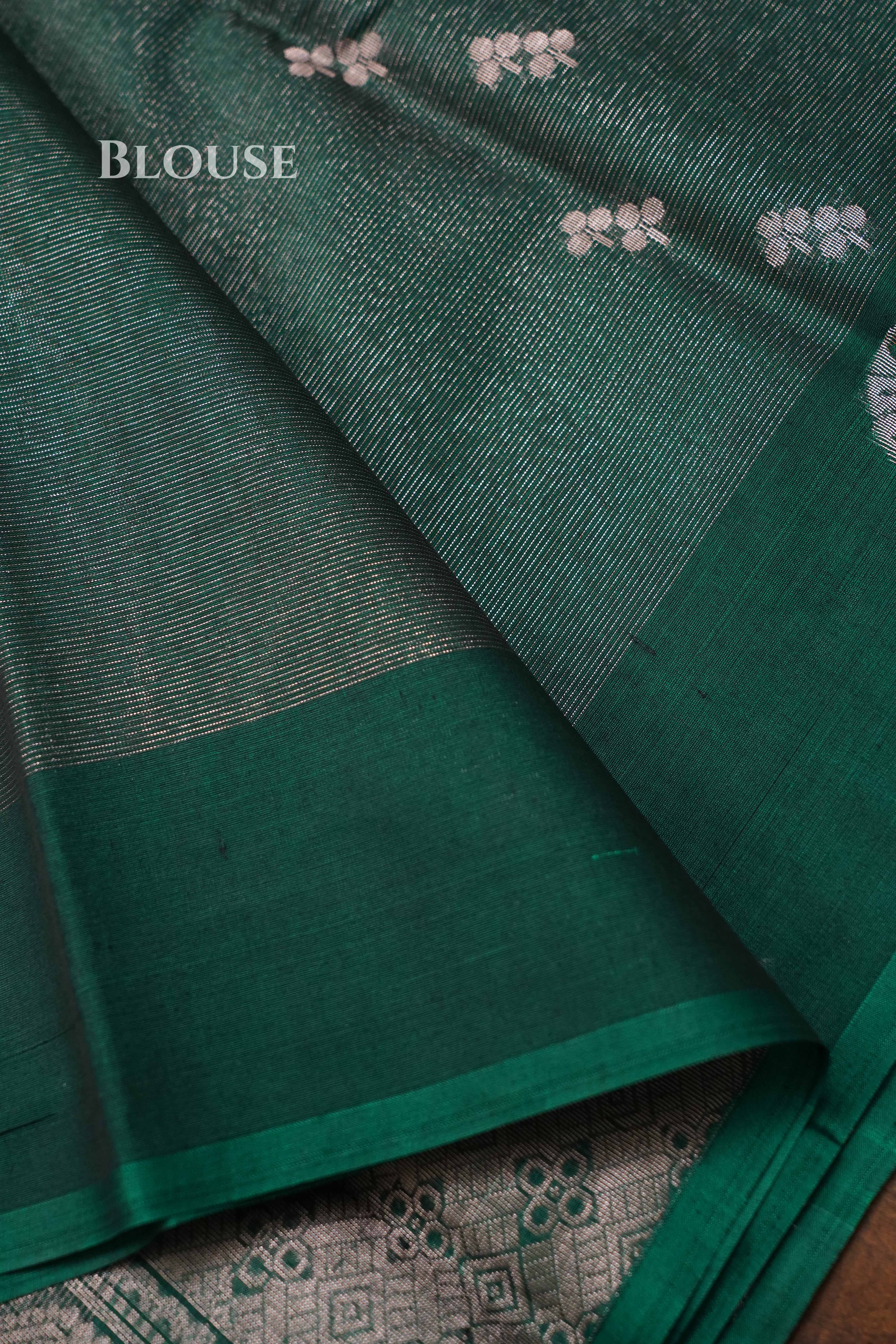 Bottle Green Pure Silk Cotton Saree QUEENS ALMIRAH