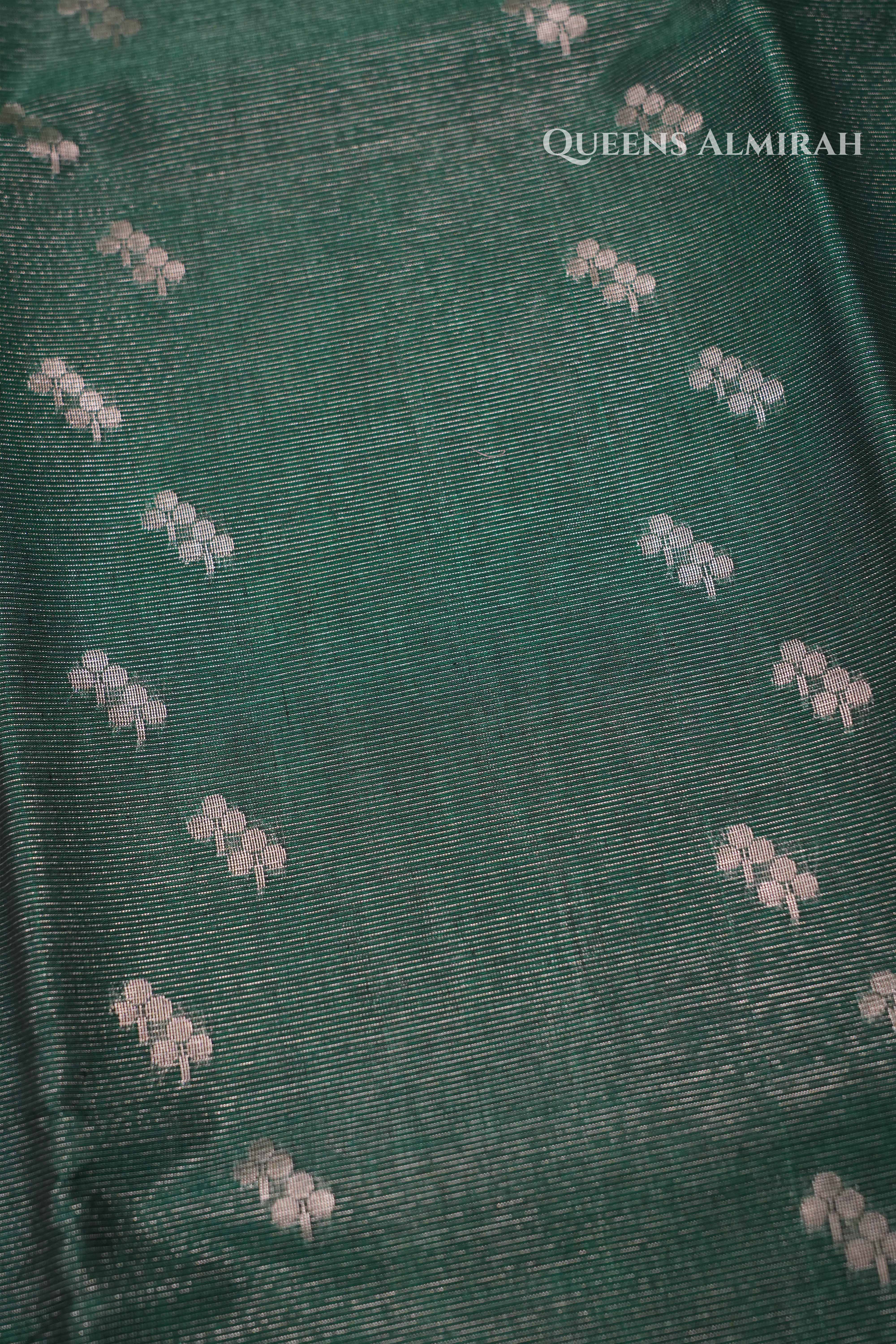 Bottle Green Pure Silk Cotton Saree QUEENS ALMIRAH