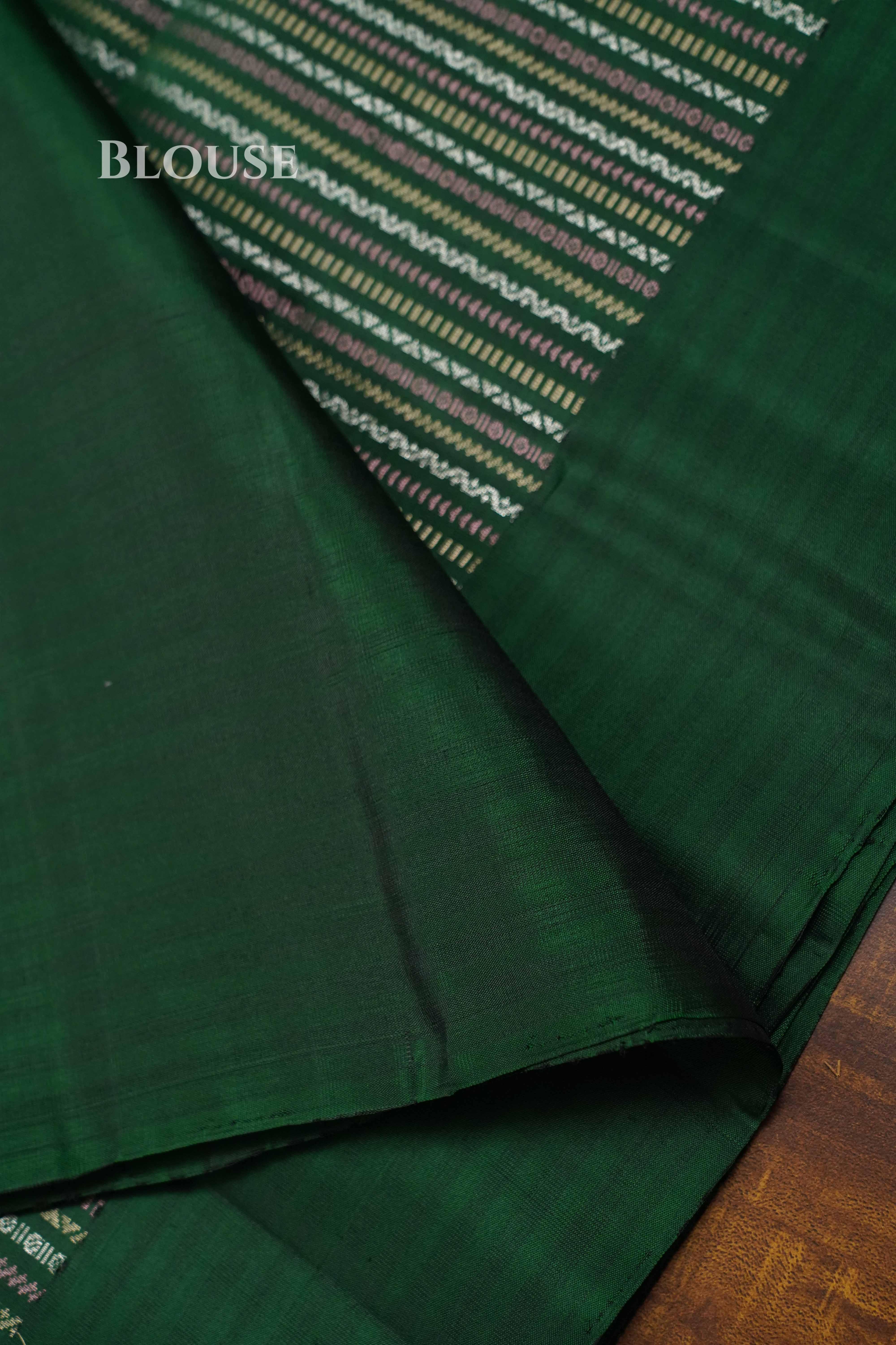 Bottle Green Pure Soft Silk Saree QUEENS ALMIRAH