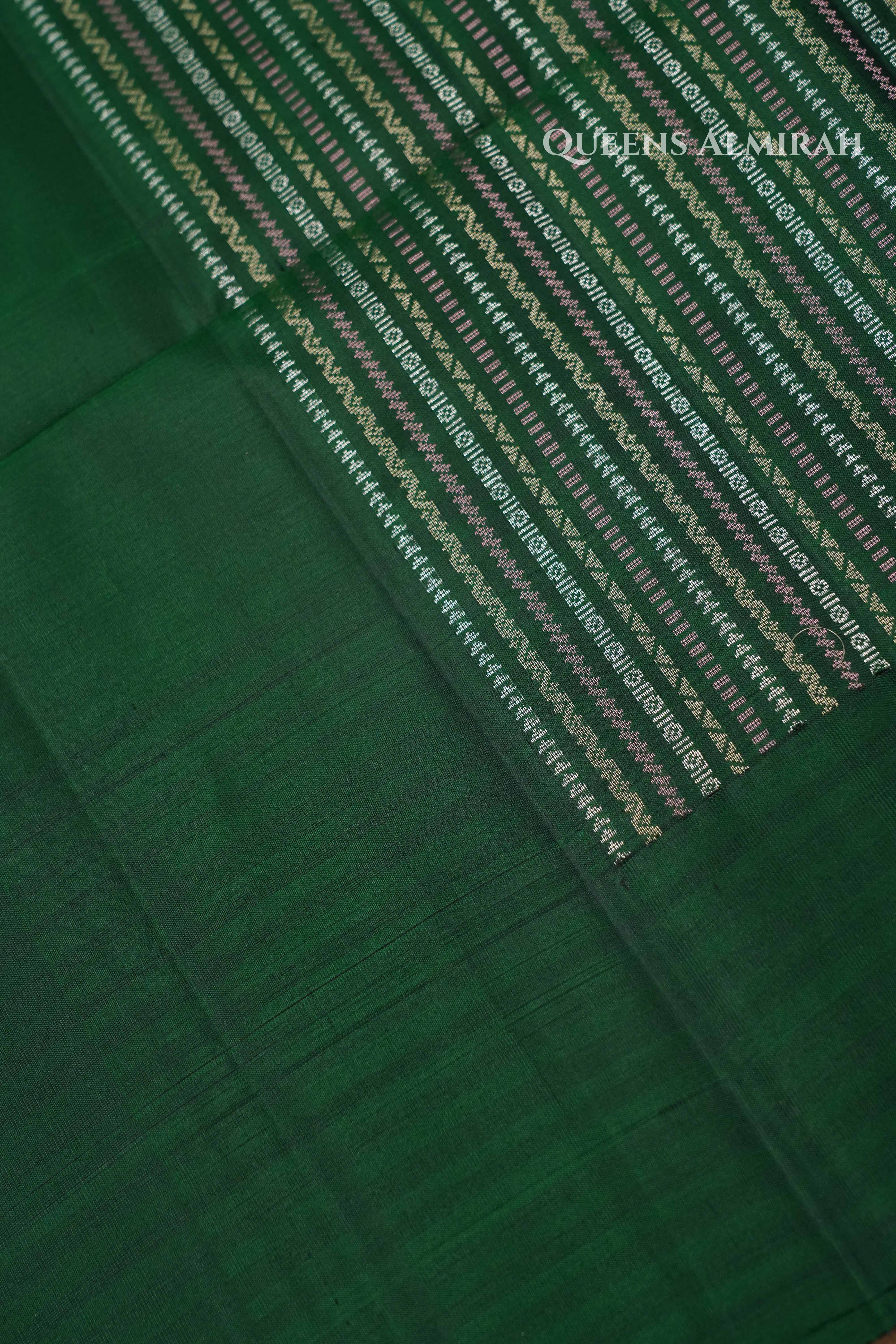 Bottle Green Pure Soft Silk Saree QUEENS ALMIRAH