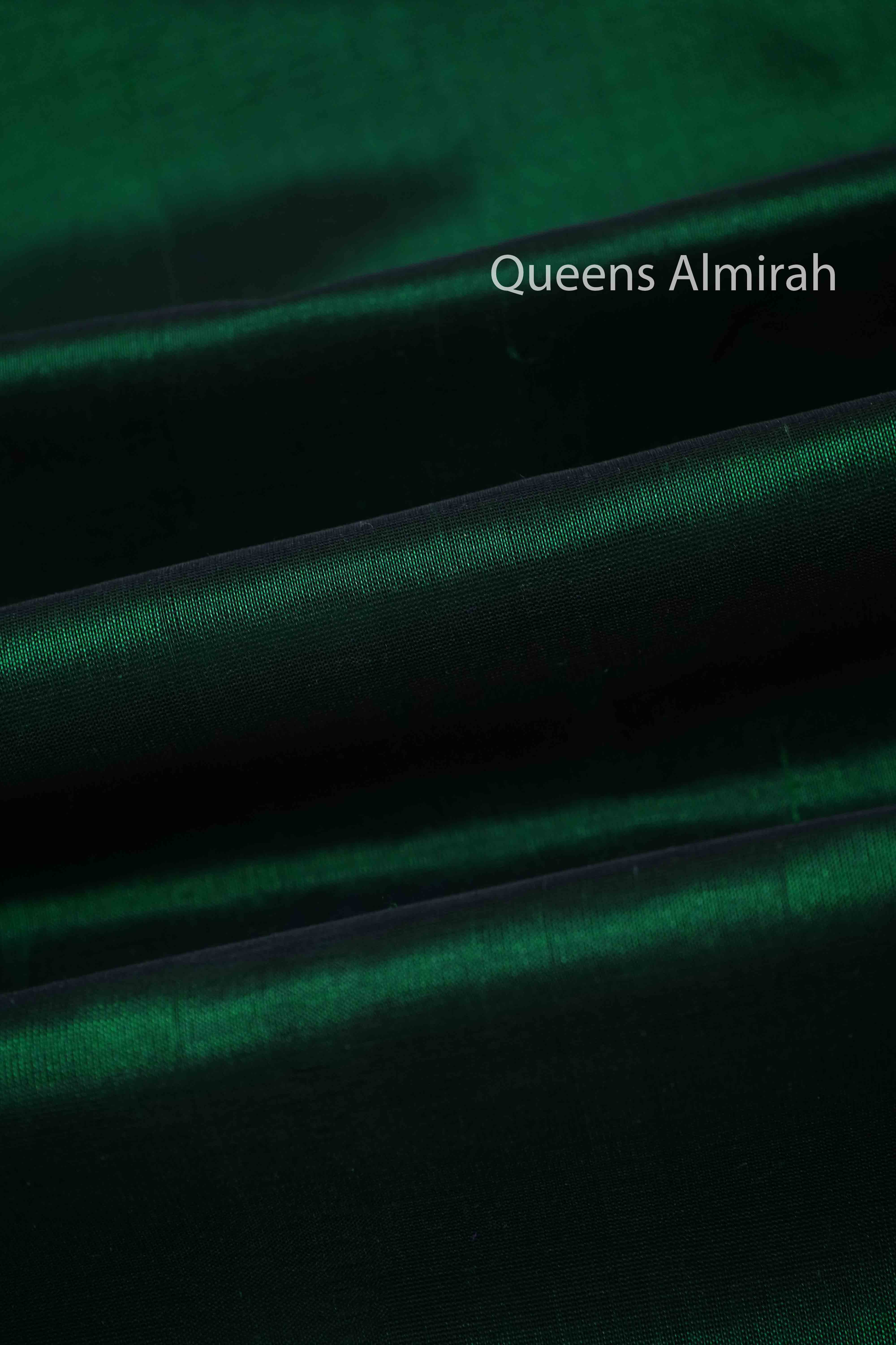 Bottle Green With Wine Berry Pure Silk Cotton Saree - Queens Jewel Emporium