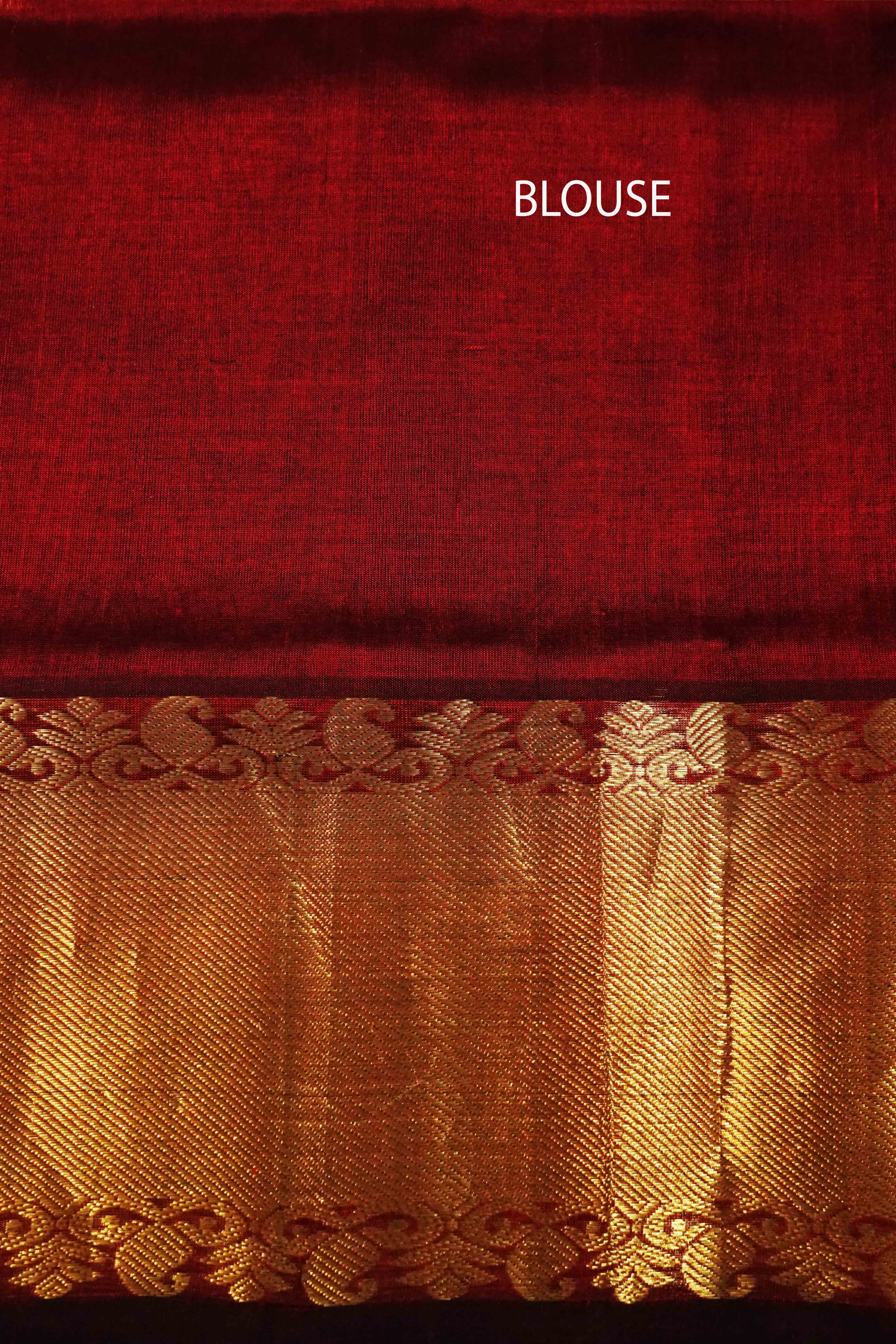 CHERRY RED PURE KANCHI SILK COTTON - Queens Jewel Emporium