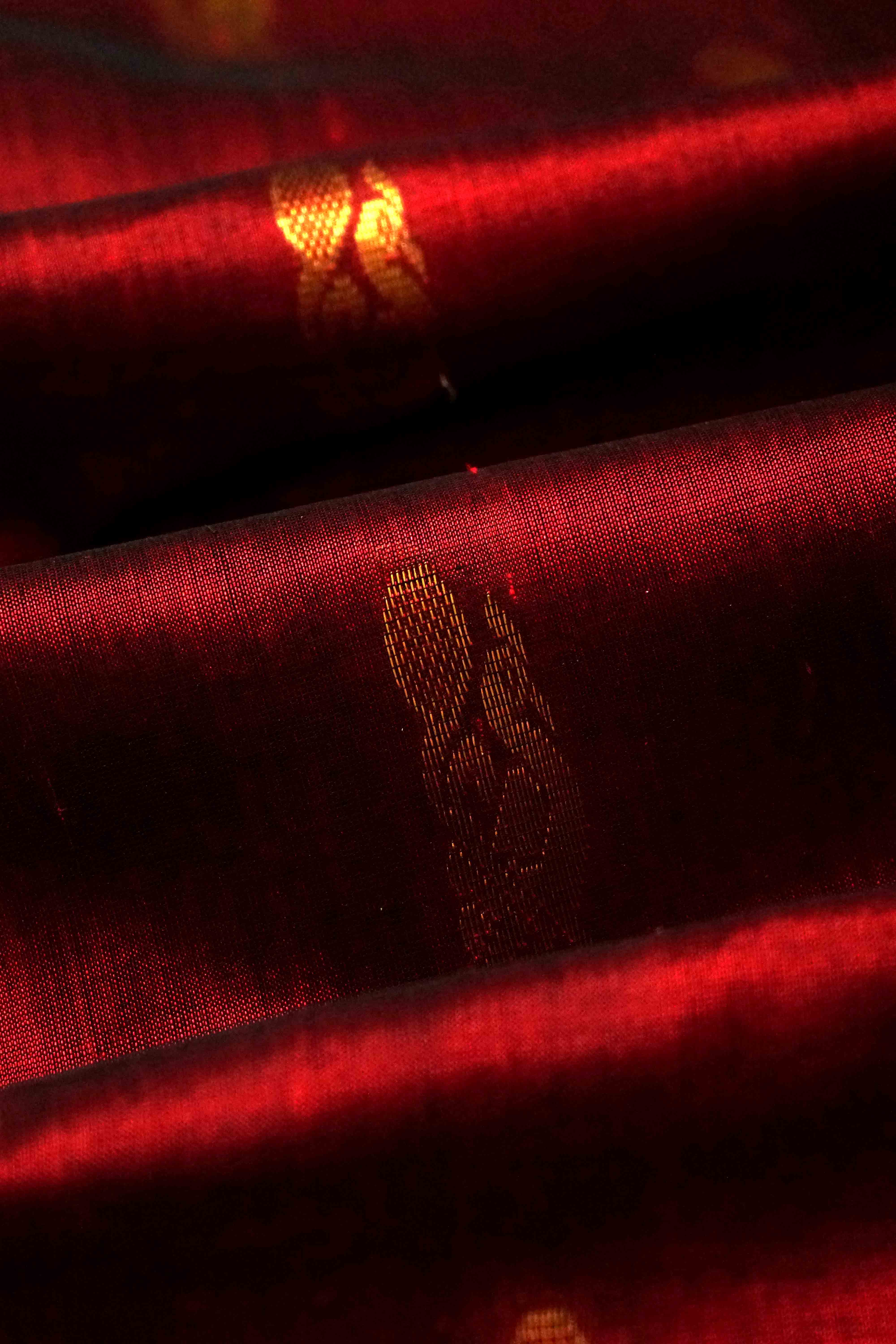 CHERRY RED PURE KANCHI SILK COTTON - Queens Jewel Emporium