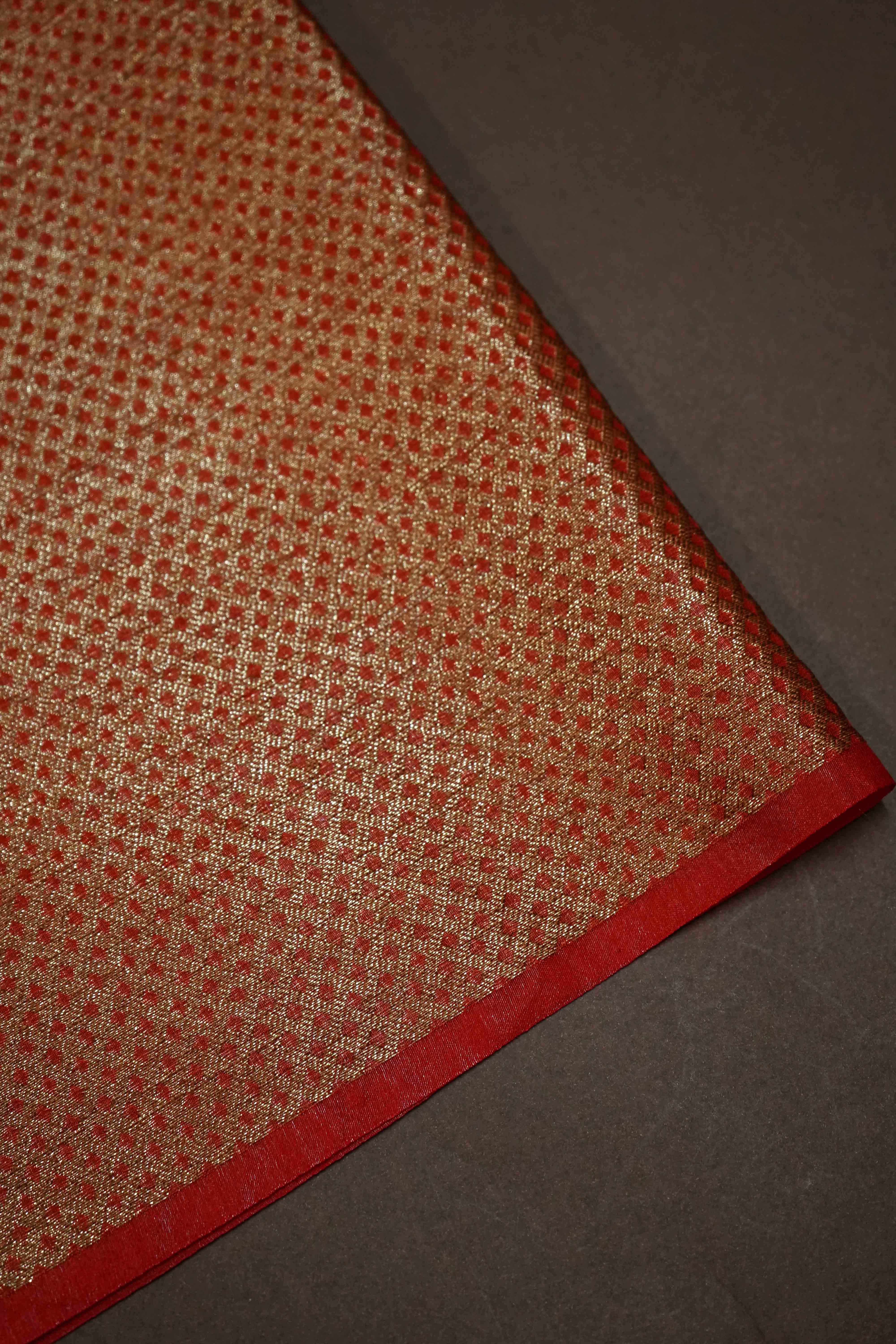 CHILLY PEPPER RED KORA ORGANZA SAREE - Queens Jewel Emporium