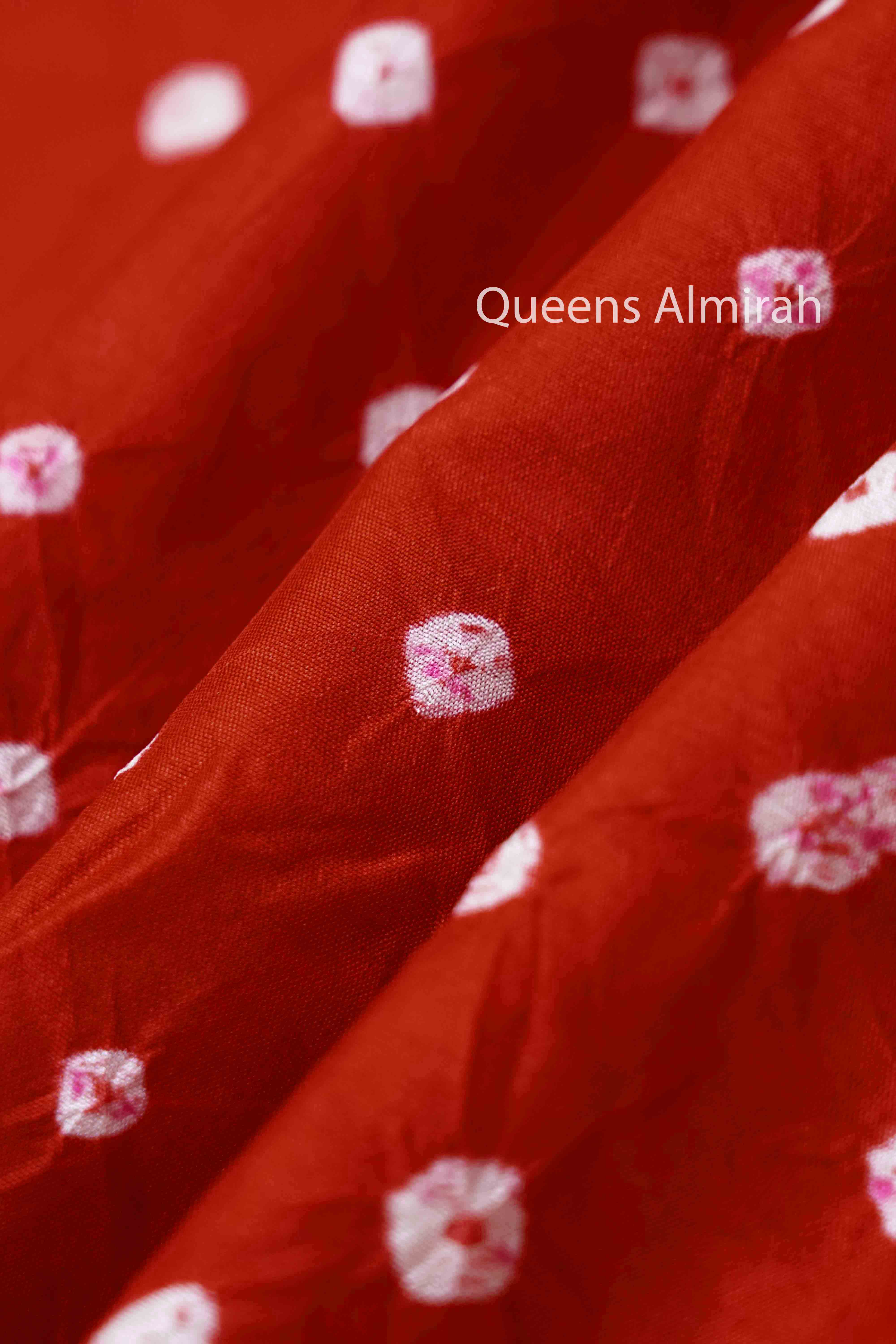 CHILLY RED BANDHINI MALAI SILK SAREE - Queens Jewel Emporium