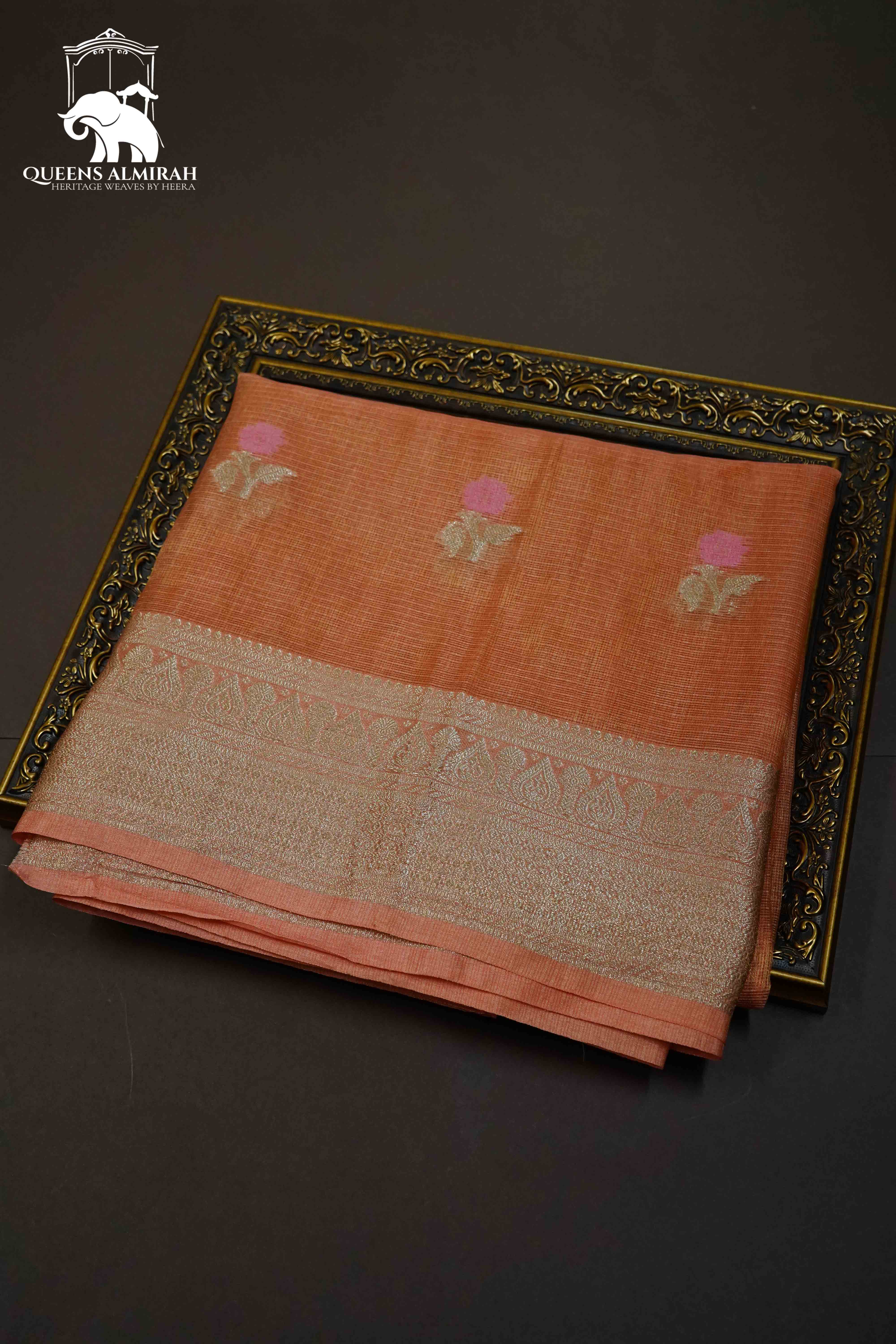 CLAY BROWN HALF PURE KOTA SILK SAREE - Queens Jewel Emporium