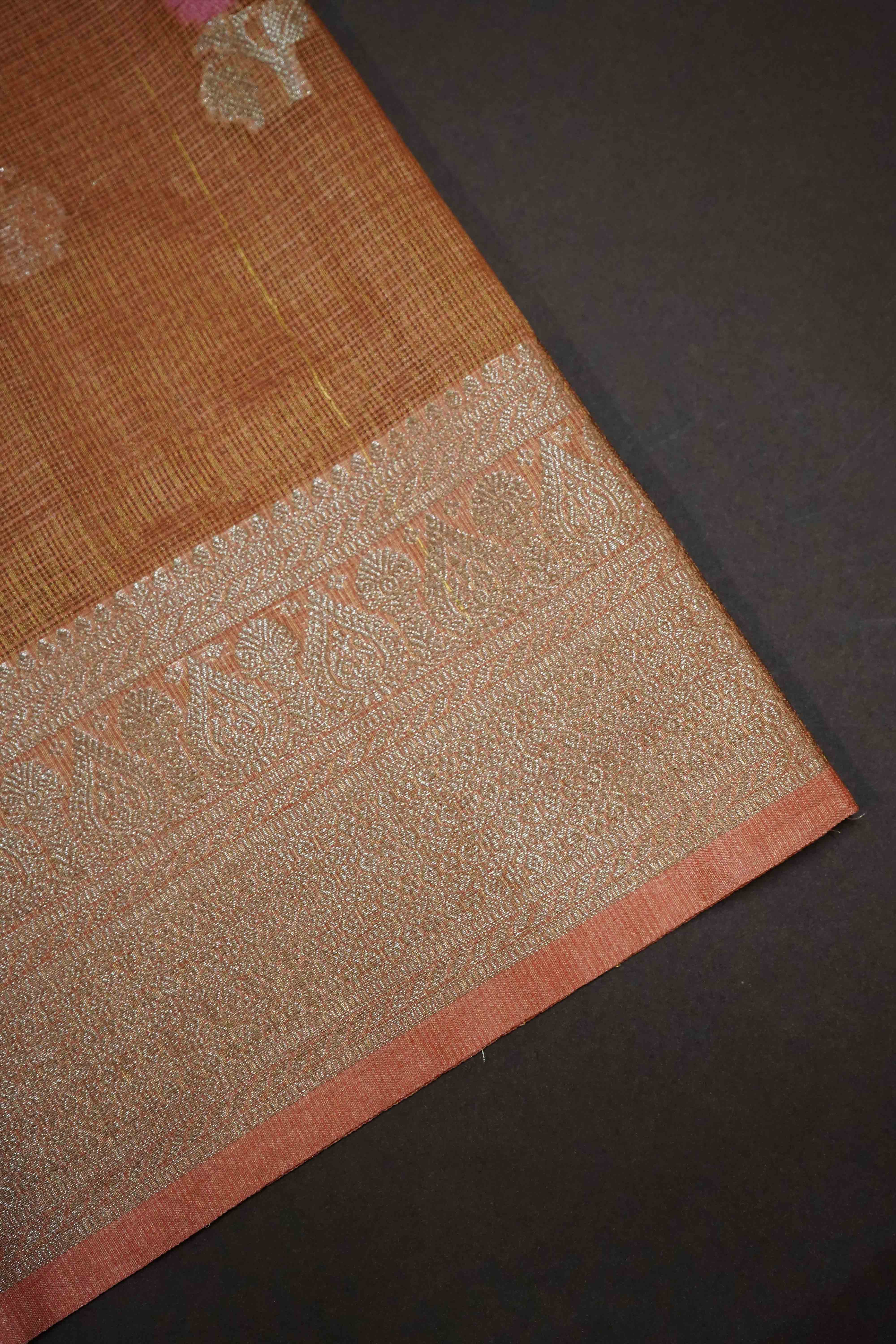 CLAY BROWN HALF PURE KOTA SILK SAREE - Queens Jewel Emporium