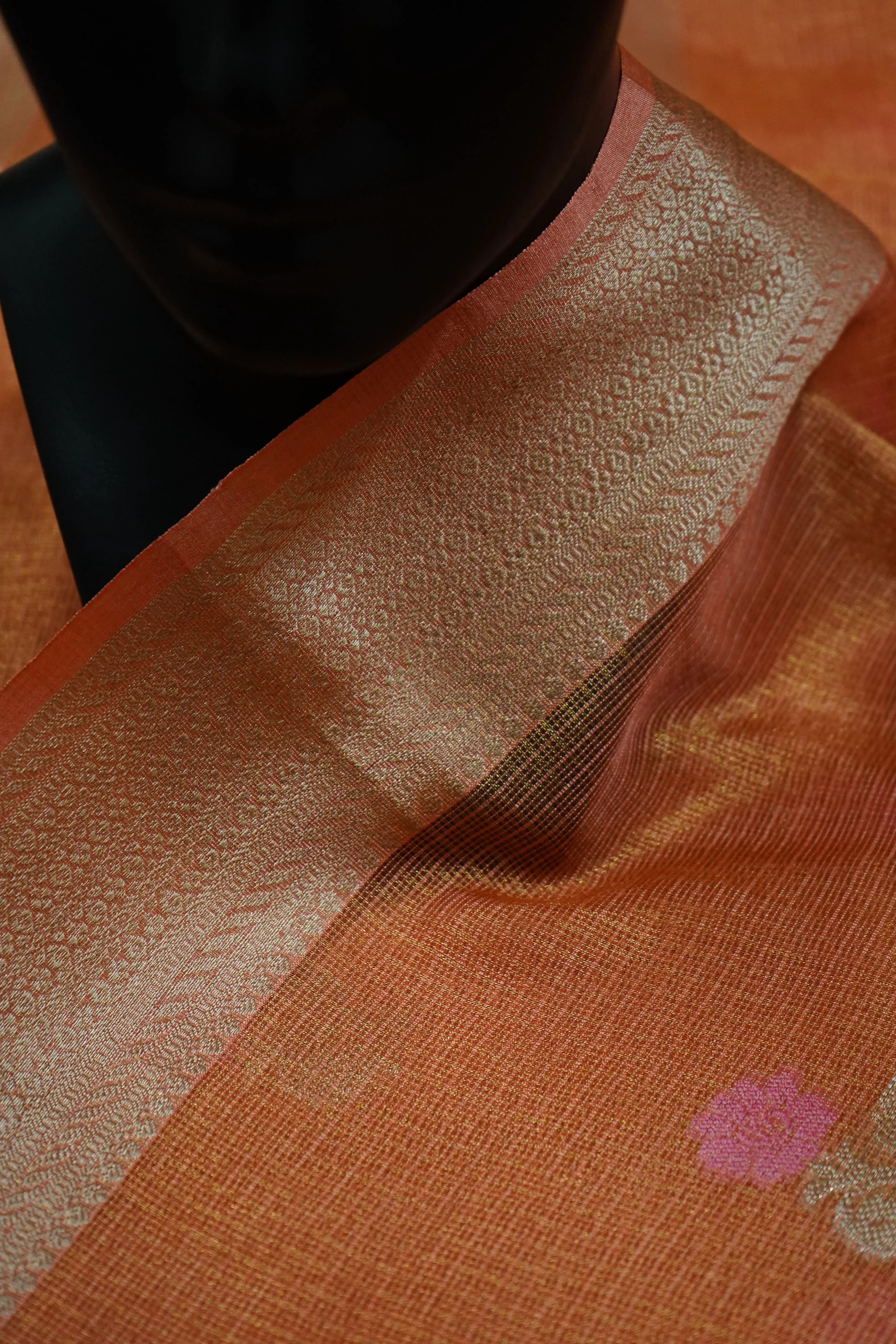 CLAY BROWN HALF PURE KOTA SILK SAREE - Queens Jewel Emporium