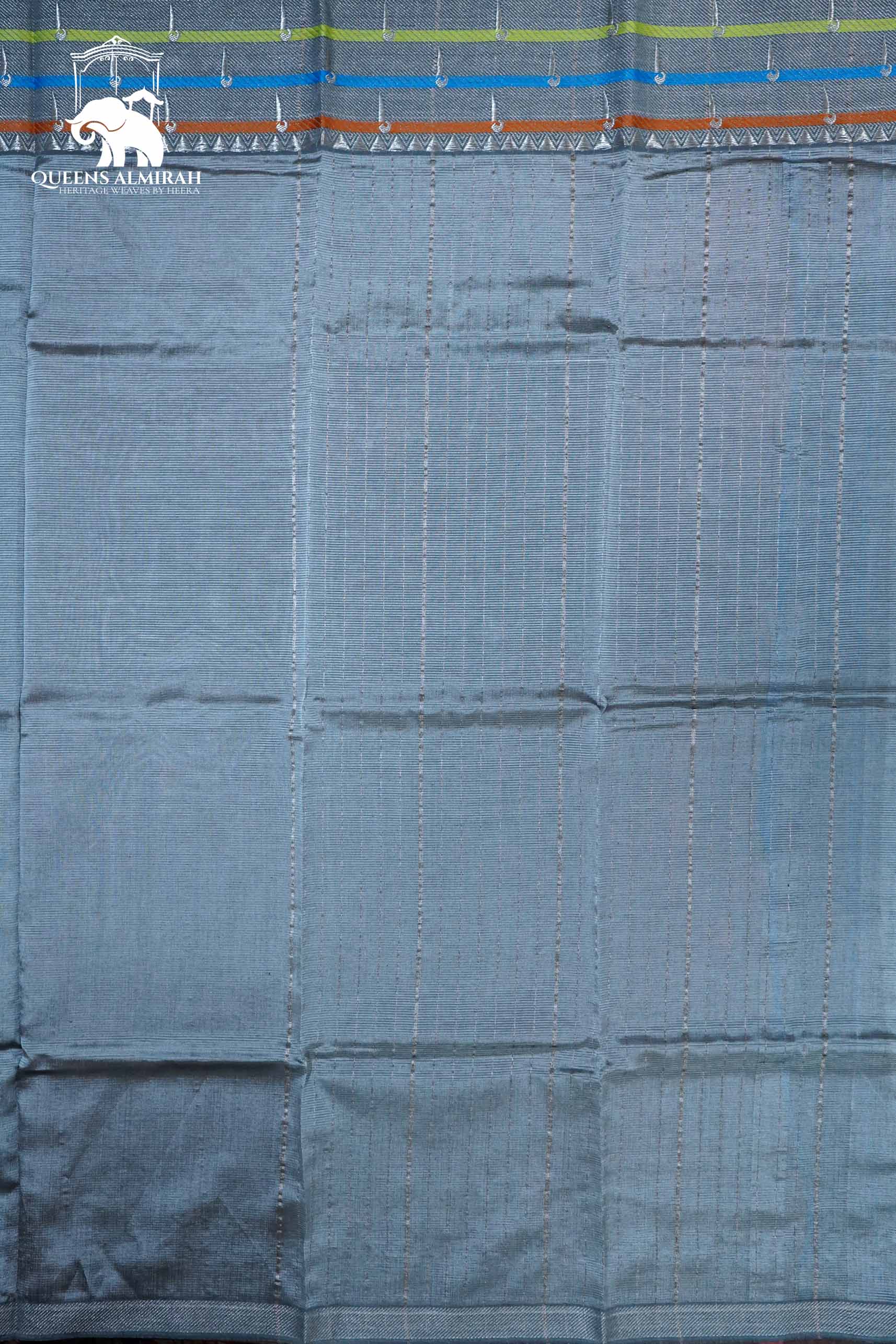 CLOUDY GREY WITH PAITHANI BORDER MANGALGIRI SAREE - Queens Jewel Emporium