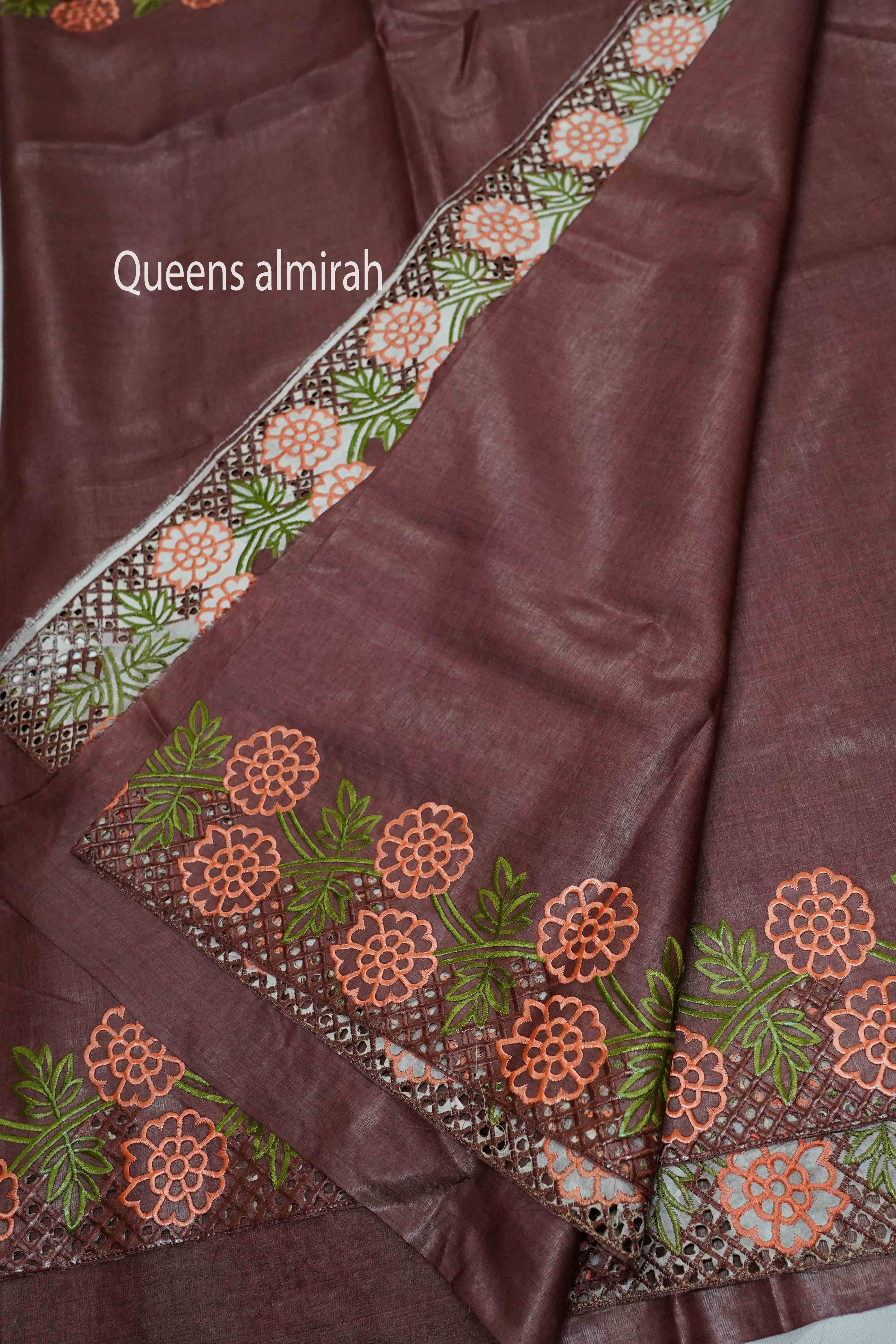 COCOA BROWN  PURE TUSSAR SILK SAREE - Queens Jewel Emporium