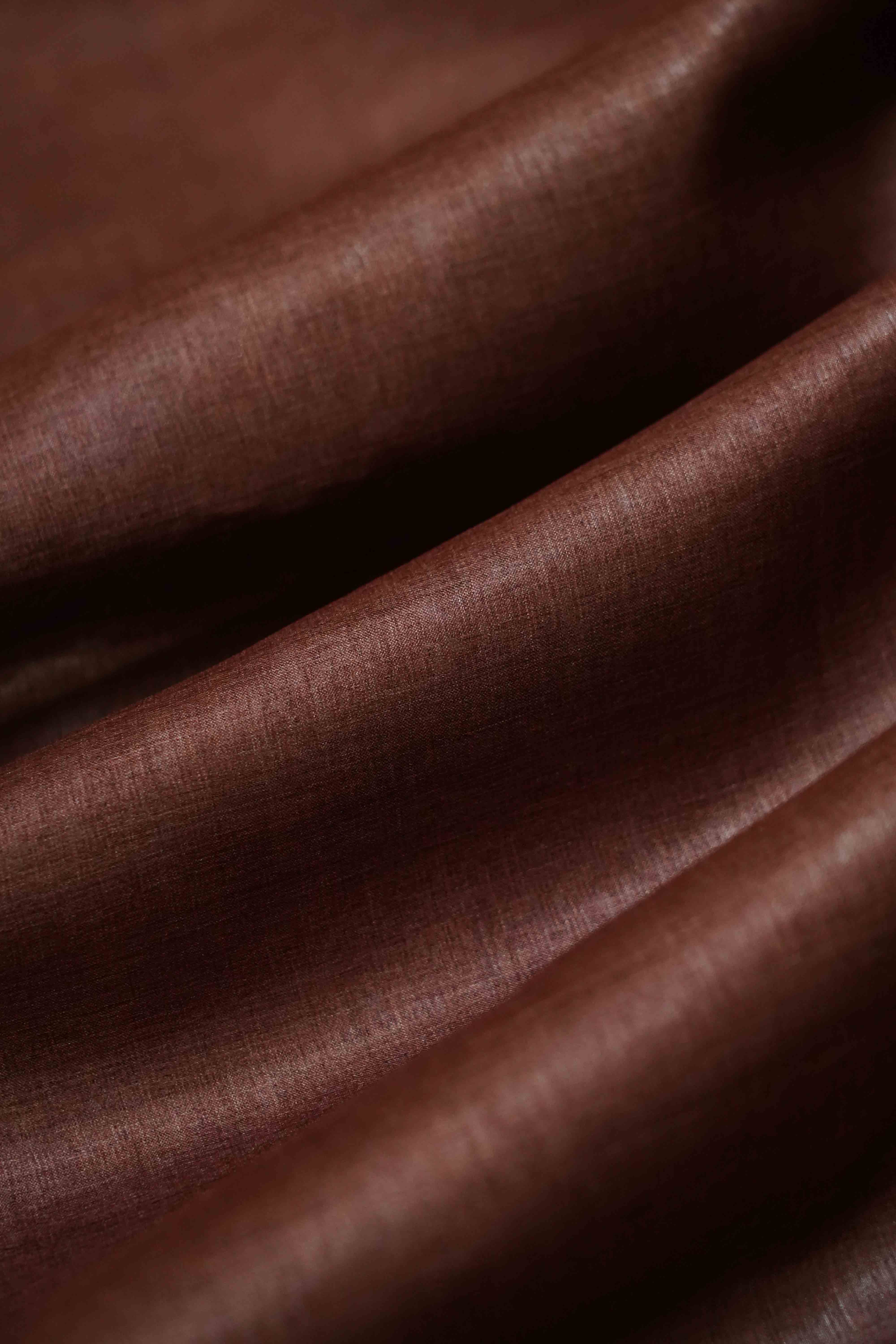 COFFEE BROWN  PURE TUSSAR SILK SAREE - Queens Jewel Emporium