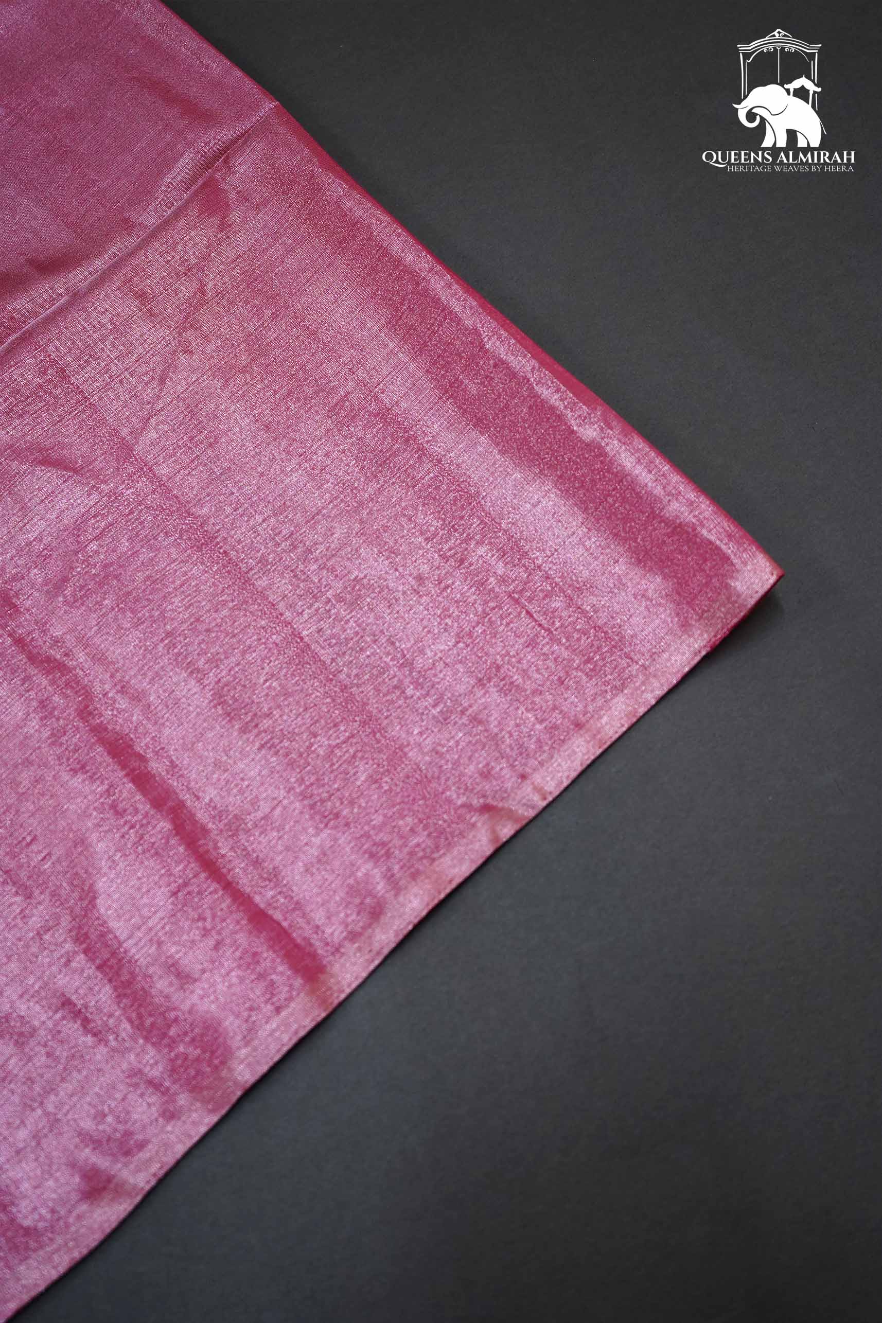 COOL BLUE WITH TURKISH PINK SOFT SILK SAREE - Queens Jewel Emporium