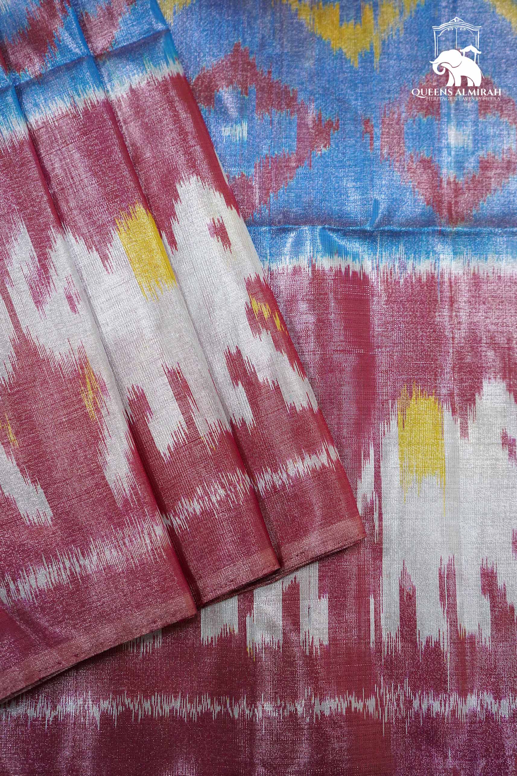 COOL BLUE WITH TURKISH PINK SOFT SILK SAREE - Queens Jewel Emporium