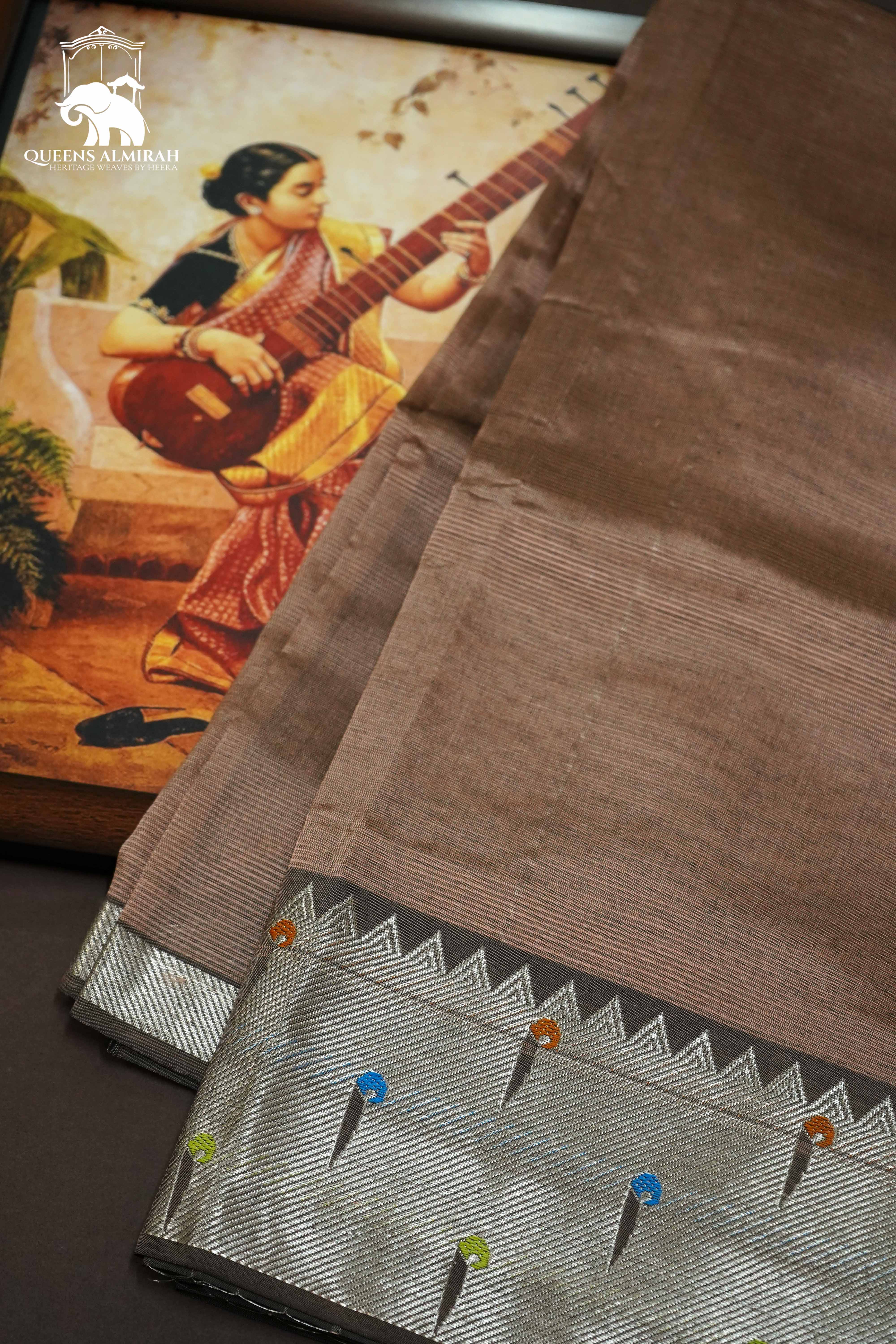 COPPER WITH PAITHANI BORDER MANGALGIRI SAREE - Queens Jewel Emporium